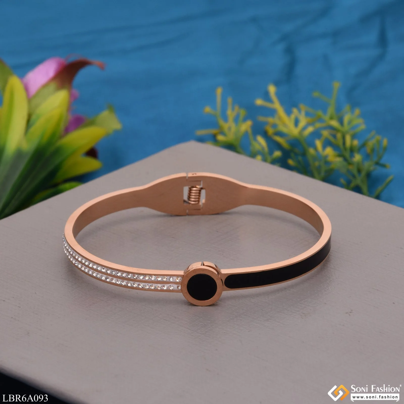 Roman Number with Diamond Graceful Design Rose Gold Bracelet - Style LBRA093 - Image 3