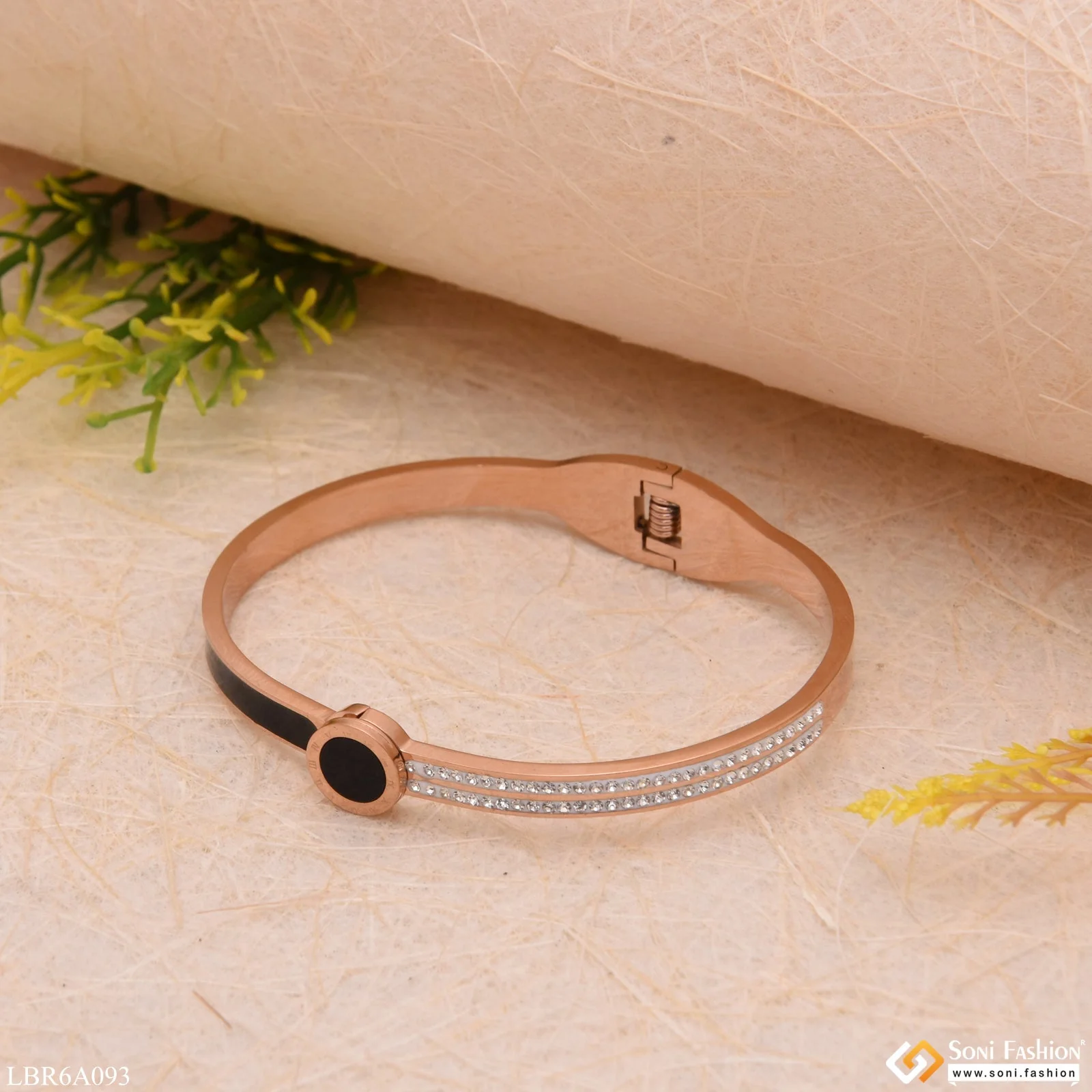 Roman Number with Diamond Graceful Design Rose Gold Bracelet - Style LBRA093 - Image 4