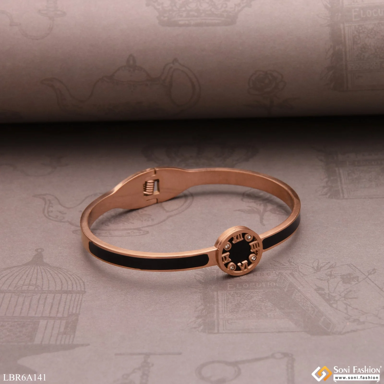 Roman Number With Diamond Superior Quality Rose Gold Bracelet For Lady - Style Lbra141 - Image 4