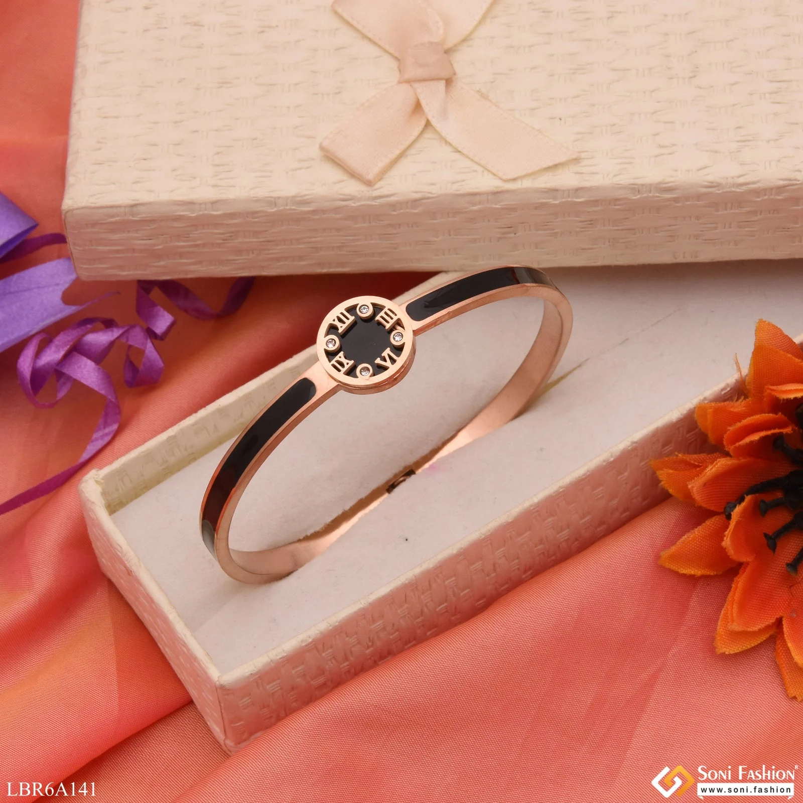 Roman Number With Diamond Superior Quality Rose Gold Bracelet For Lady - Style Lbra141 - Image 5