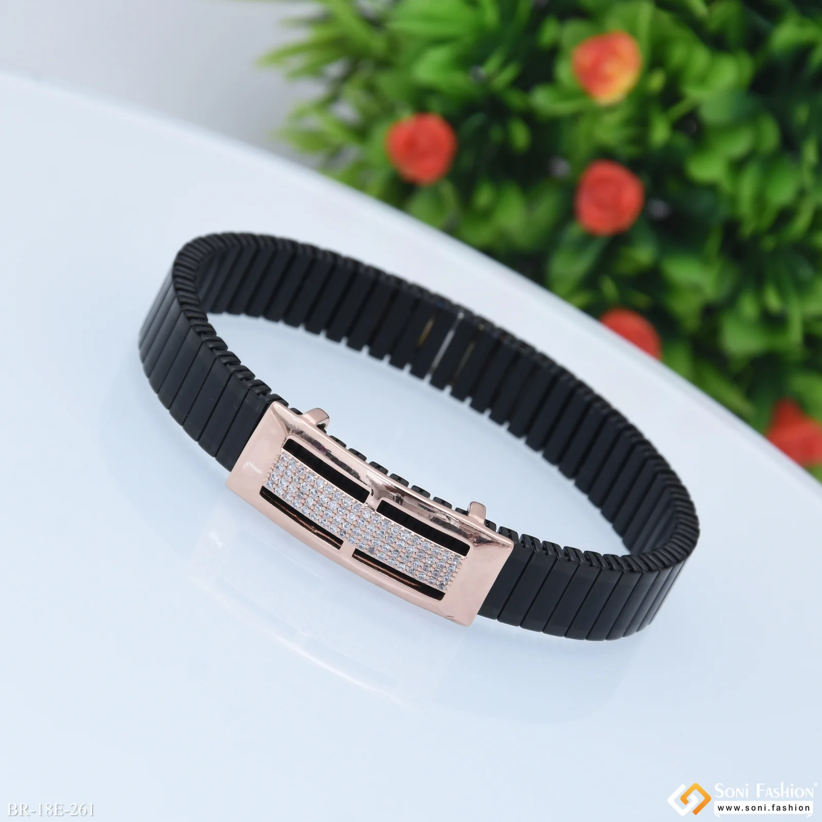 Rose Gold & Black Color Bracelet for Men - Style E261 - Image 3
