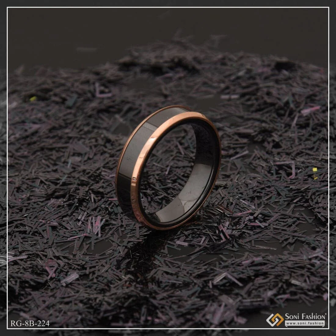 Rose Gold & Black Unique Design Premium-Grade Quality Ring for Men - Style B224 - Image 4