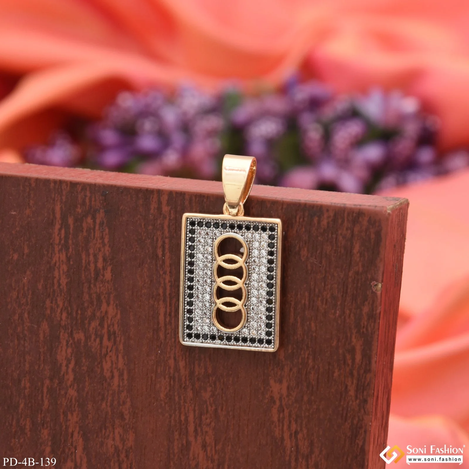 Round Linked With Diamond Artisanal Design Rose Gold Pendant For Men - Style B139 - Image 5