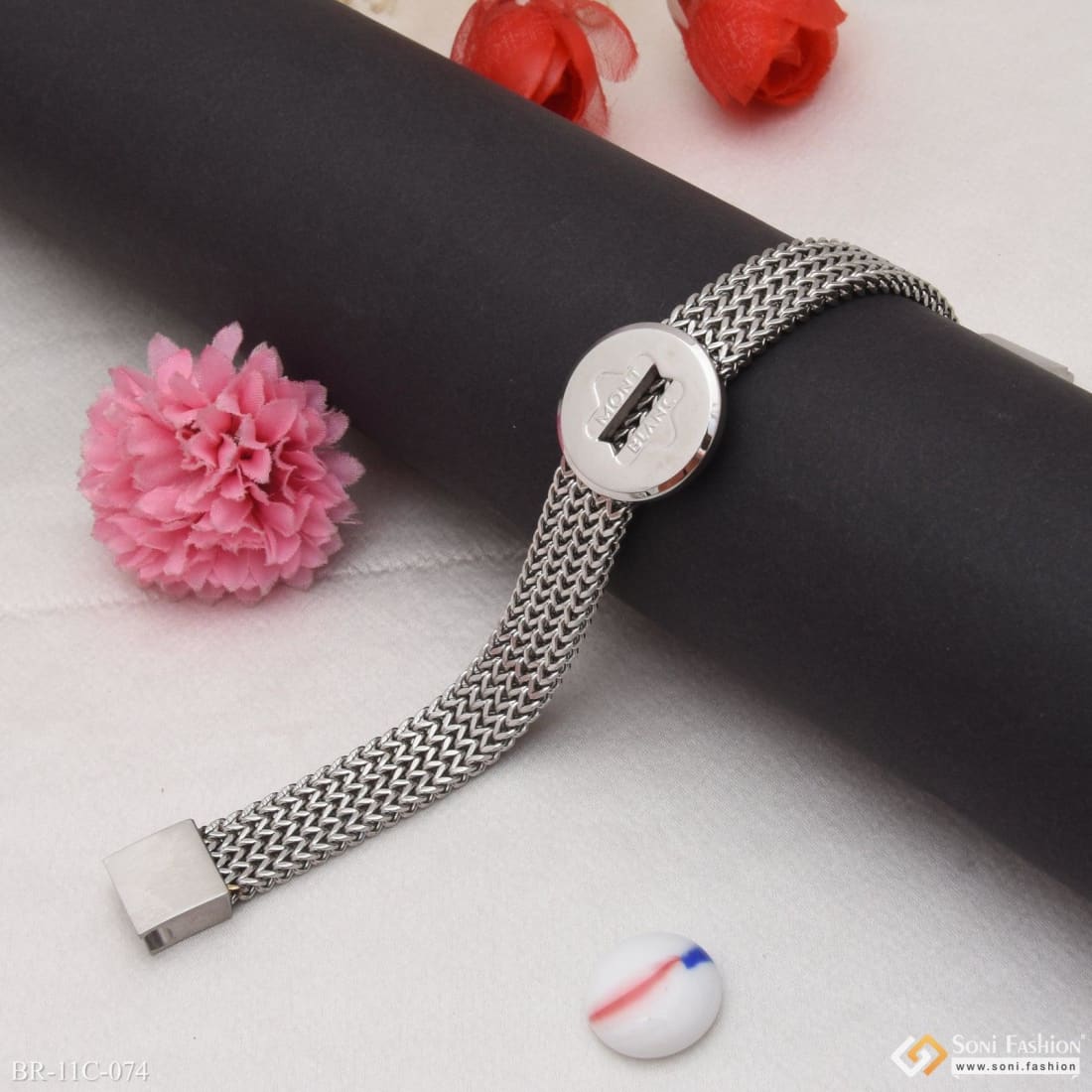 Round Shape 4 Line Gorgeous Design Silver Color Bracelet for Men - Style C074 - Image 4