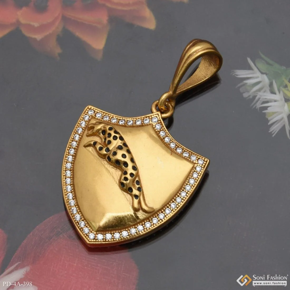 Royal Jaguar With Diamond Brilliant Design Gold Plated Pendant For Men - Style A398 - Image 3