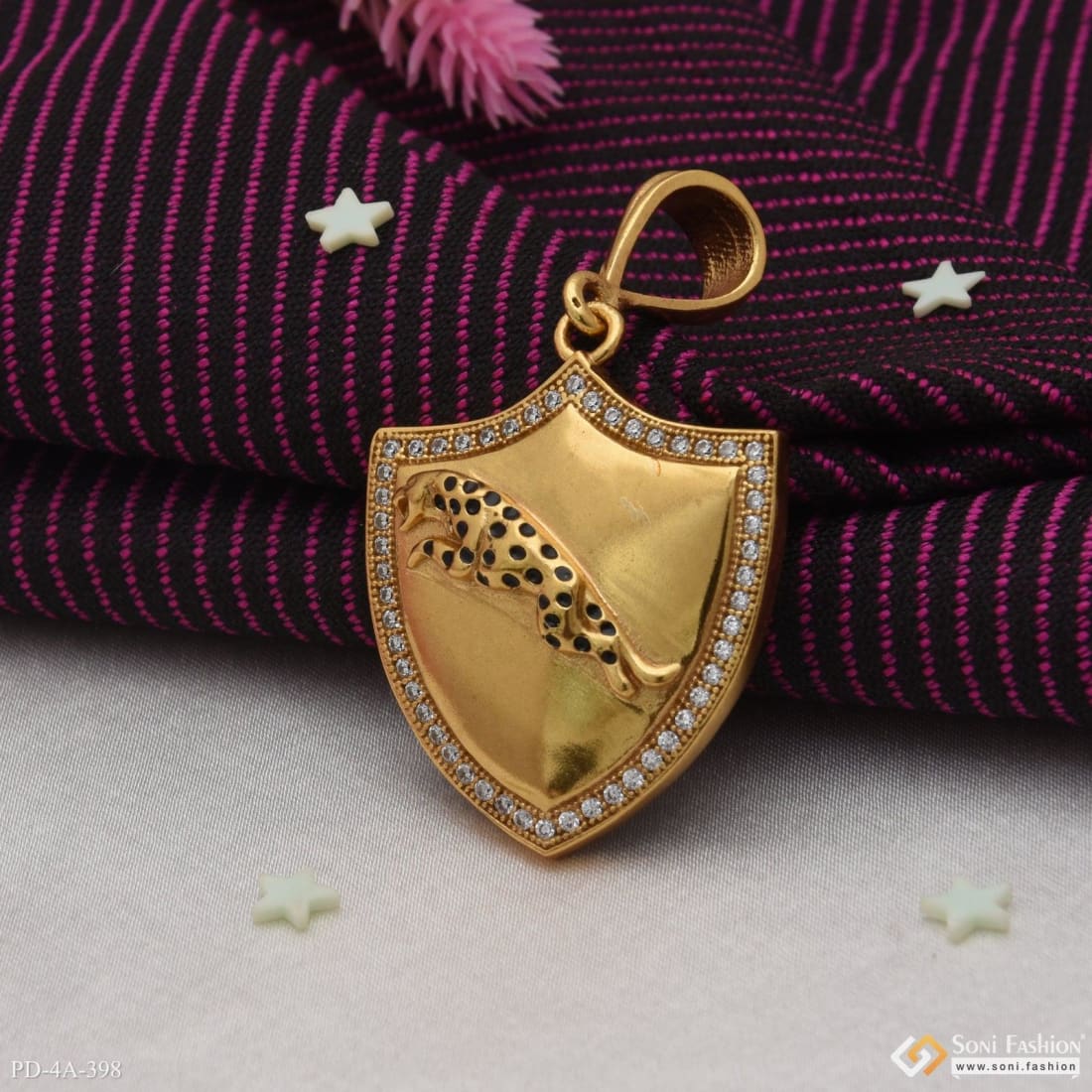 Royal Jaguar With Diamond Brilliant Design Gold Plated Pendant For Men - Style A398 - Image 4