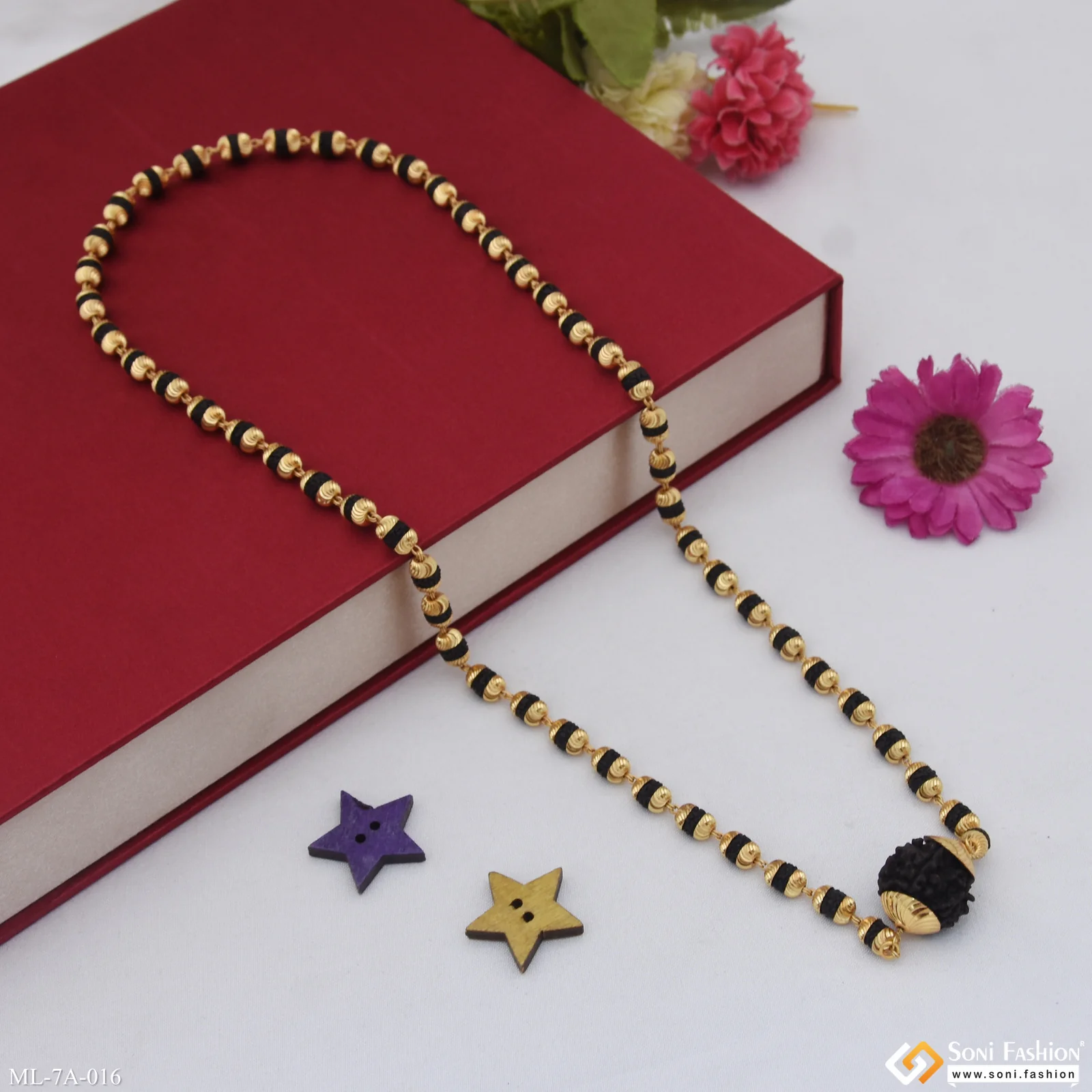 Rudraksha & Single Bead Rudraksha Mala Gold Plated for Men - Style A016 - Image 5