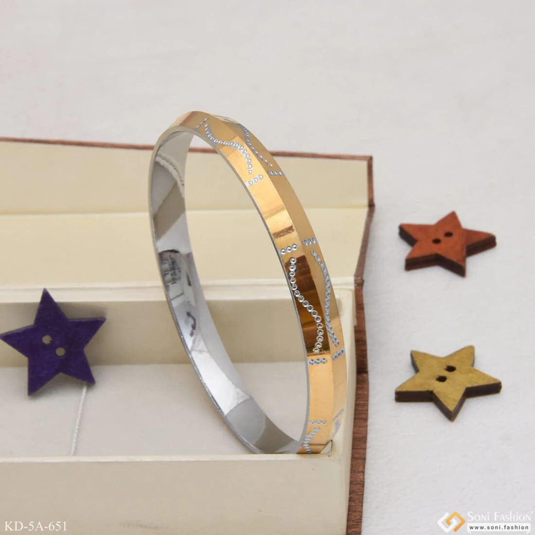 S Design Best Quality Attractive Design Gold Plated punjabi Kada for Men - Style A651 - Image 4