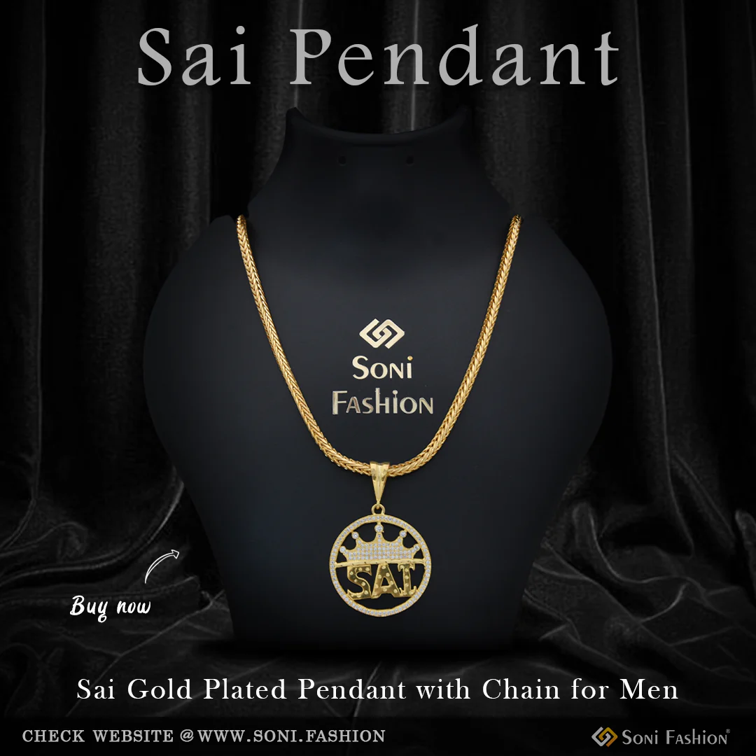 Sai Artisanal Design Gold Plated Pendant With Chain for Men (CP-D439-A944)