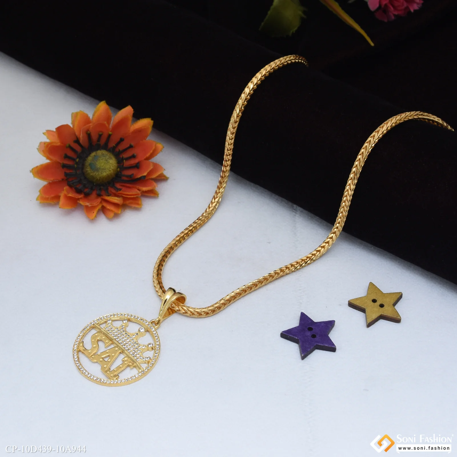 Sai Artisanal Design Gold Plated Pendant With Chain for Men (CP-D439-A944) - Image 3