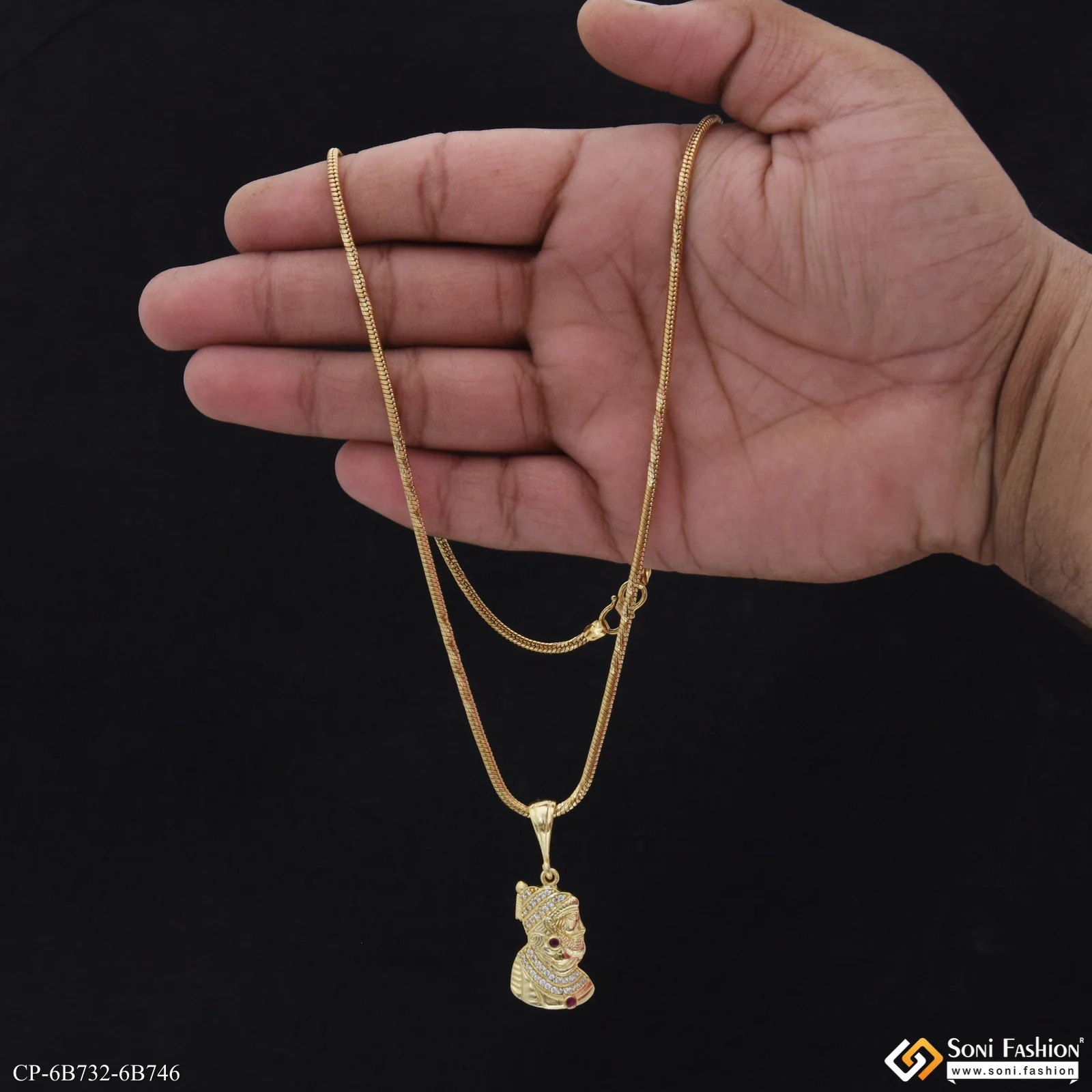Shivaji Maharaj Gold Plated Pendant With Chain for Men (CP-B732-B746)
