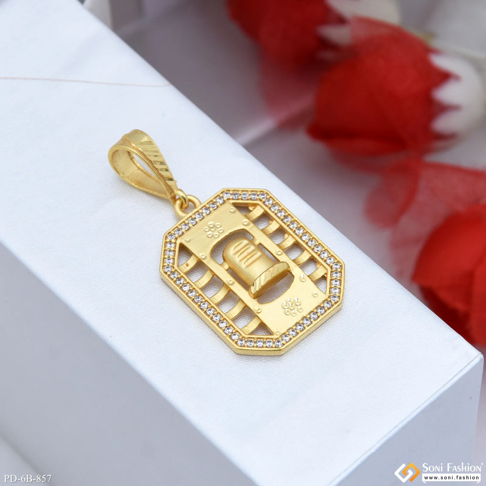 Shivling Latest Design Gold Plated Pendant for Men - Style B857 - Image 2
