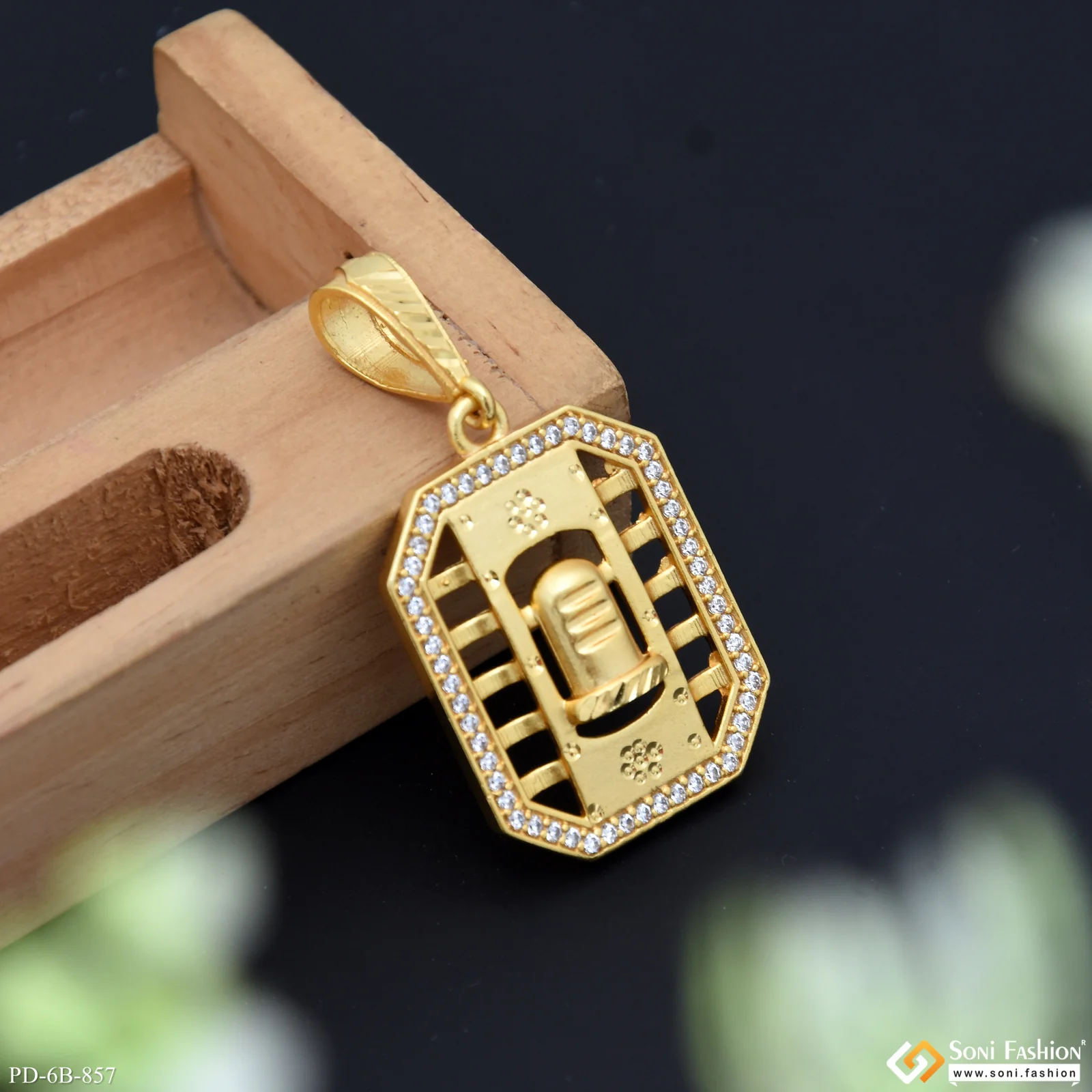 Shivling Latest Design Gold Plated Pendant for Men - Style B857 - Image 4