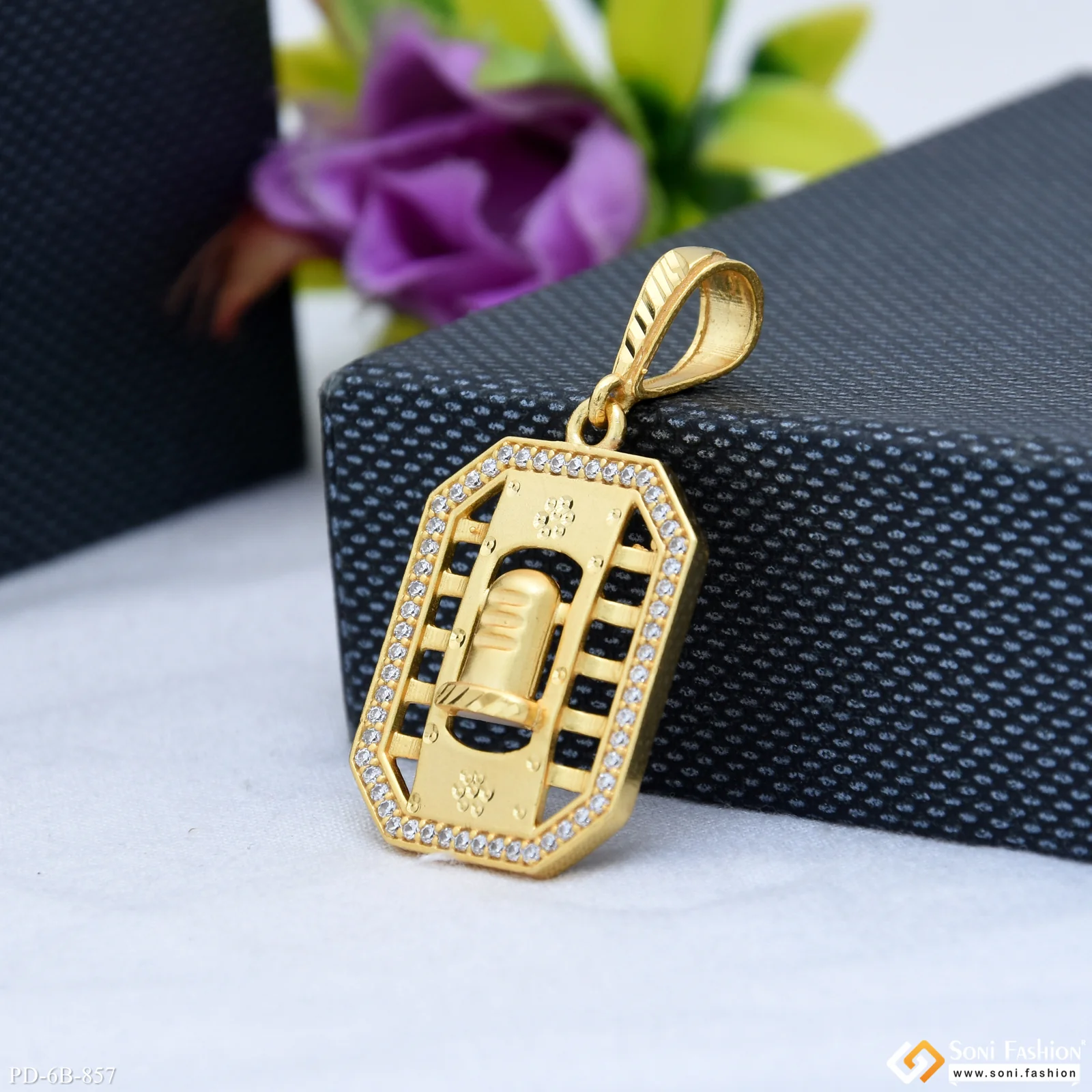 Shivling Latest Design Gold Plated Pendant for Men - Style B857 - Image 5