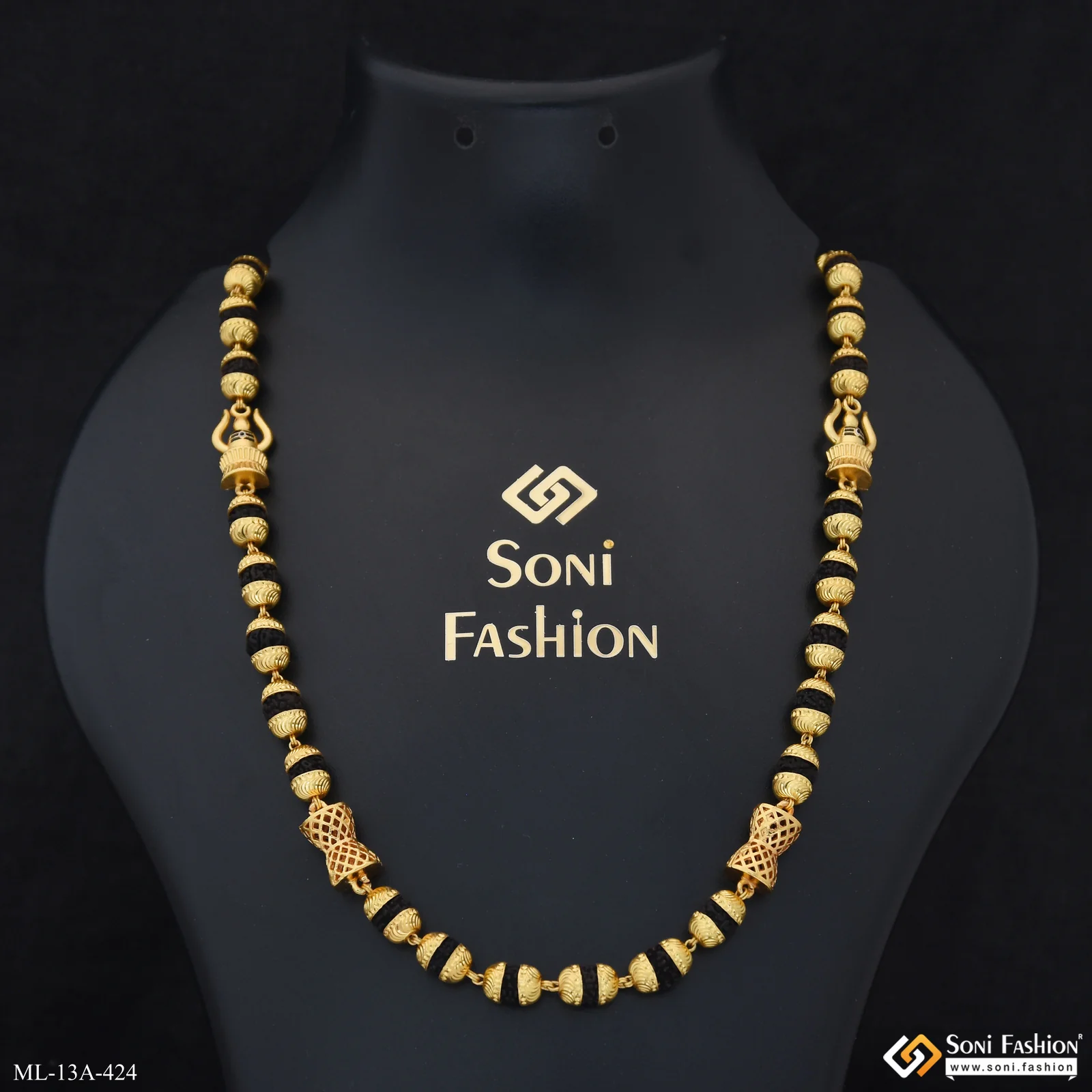 Shivling Trending Design Gold Plated Rudraksha Mala for Men - Style A424 - Image 10
