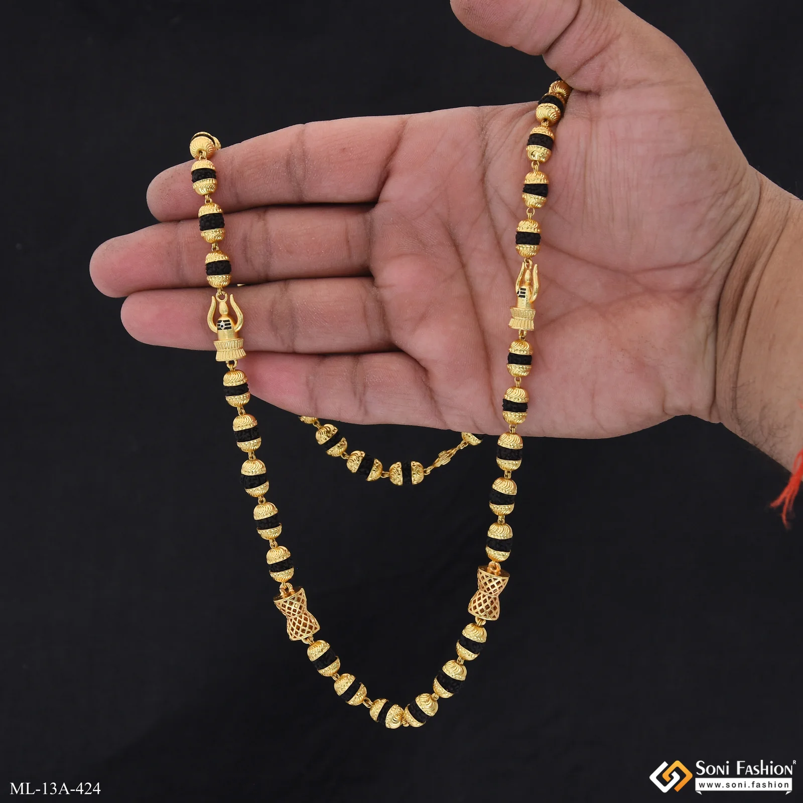 Shivling Trending Design Gold Plated Rudraksha Mala for Men - Style A424 - Image 11