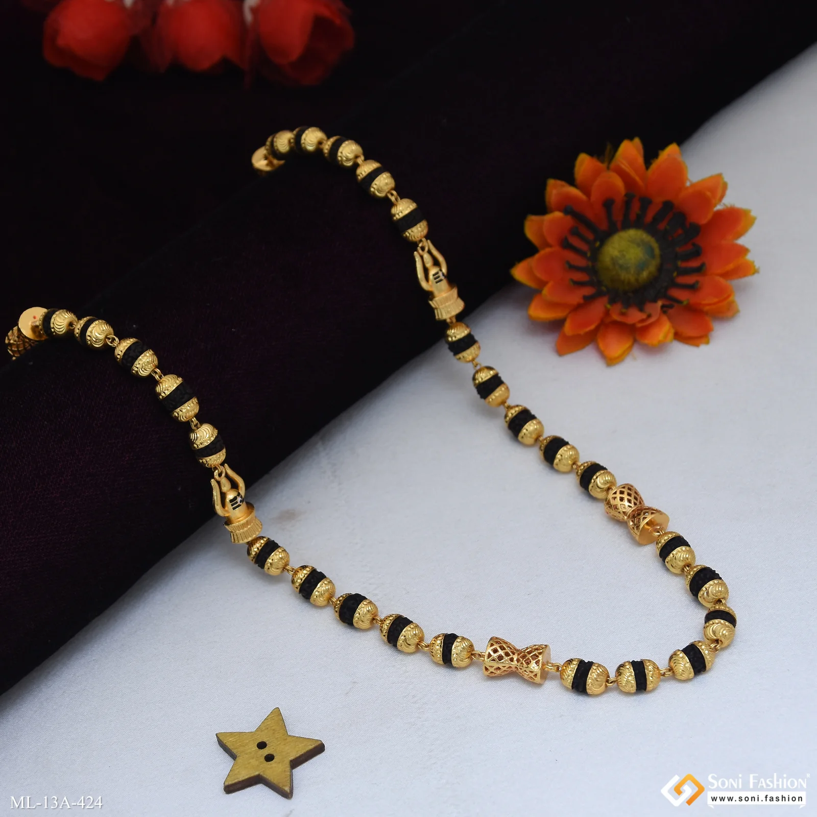 Shivling Trending Design Gold Plated Rudraksha Mala for Men - Style A424 - Image 7