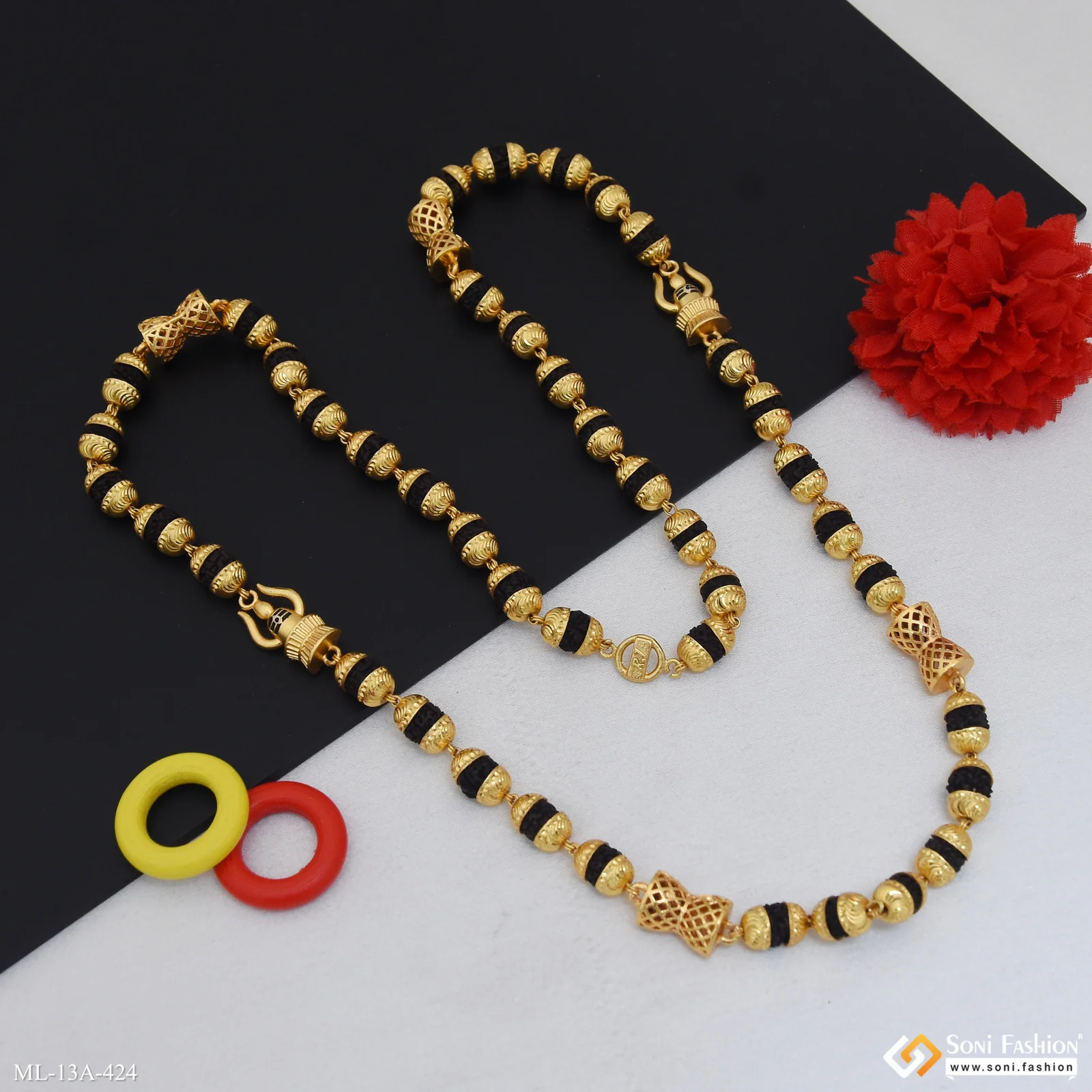 Shivling Trending Design Gold Plated Rudraksha Mala for Men - Style A424 - Image 9