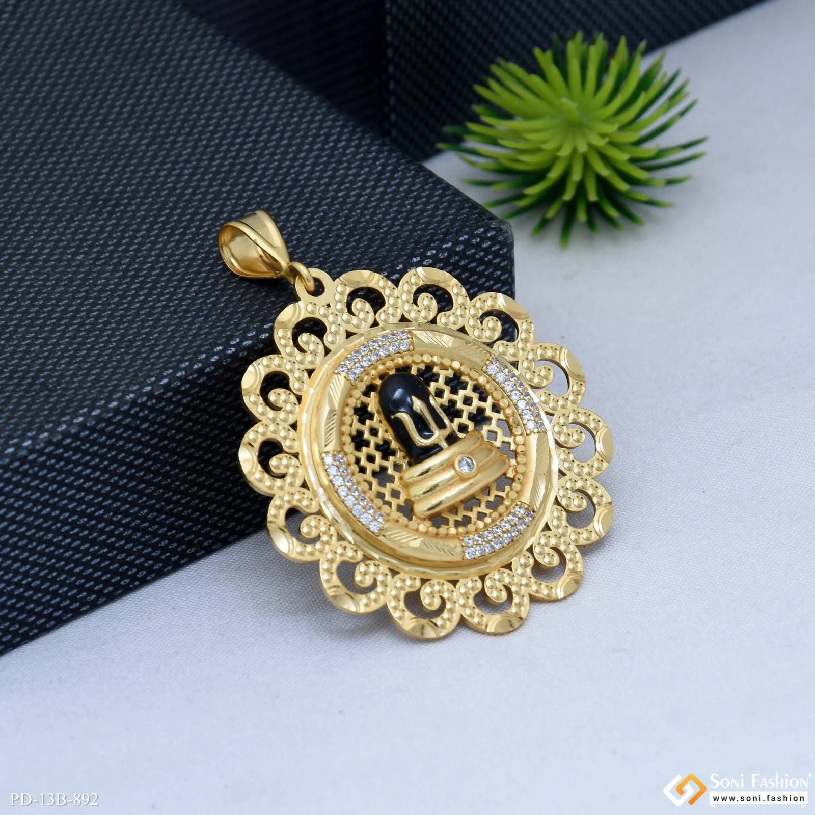 Shivling with Trishul Popular Design Gold Plated Pendant for Men - Style B892