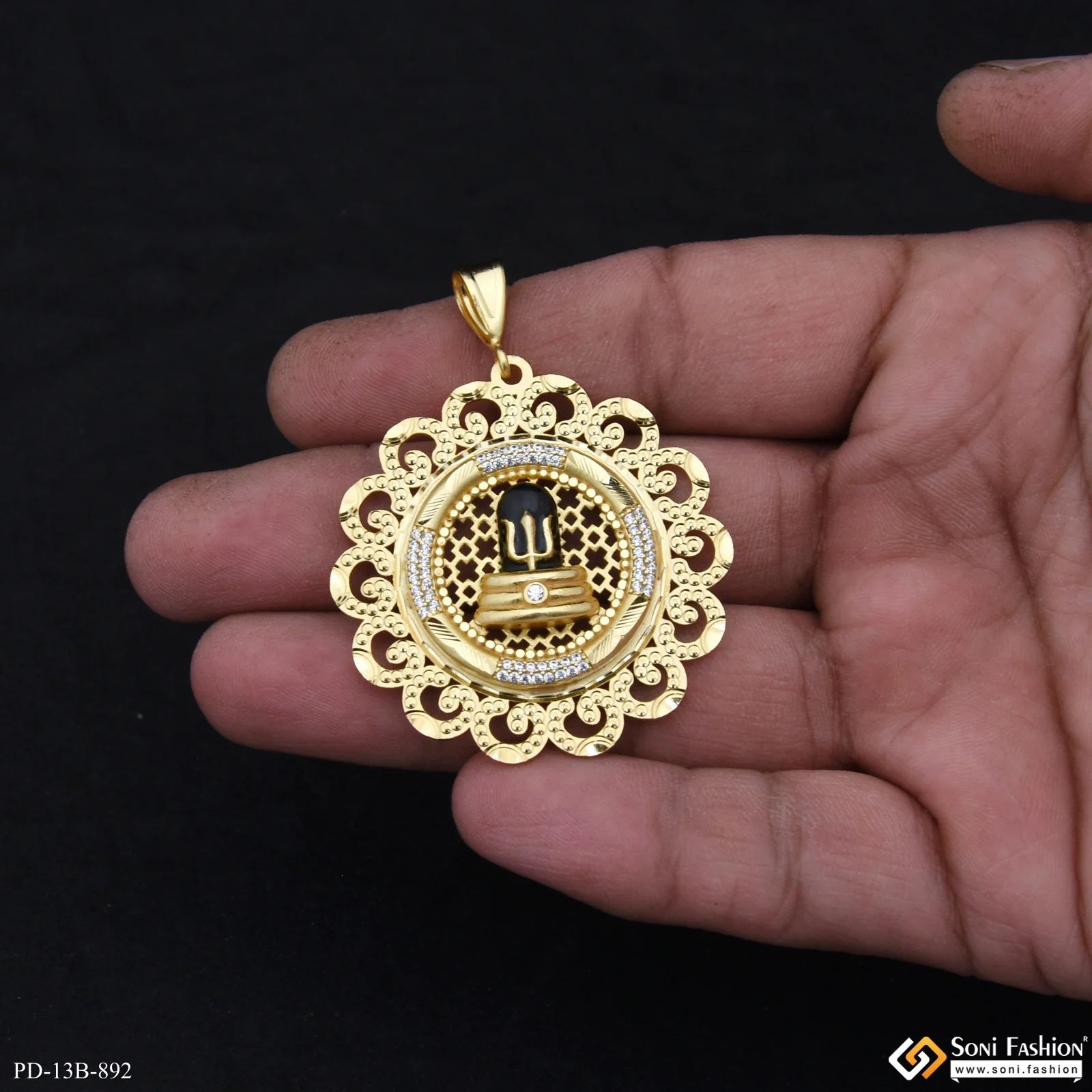 Shivling with Trishul Popular Design Gold Plated Pendant for Men - Style B892 - Image 2