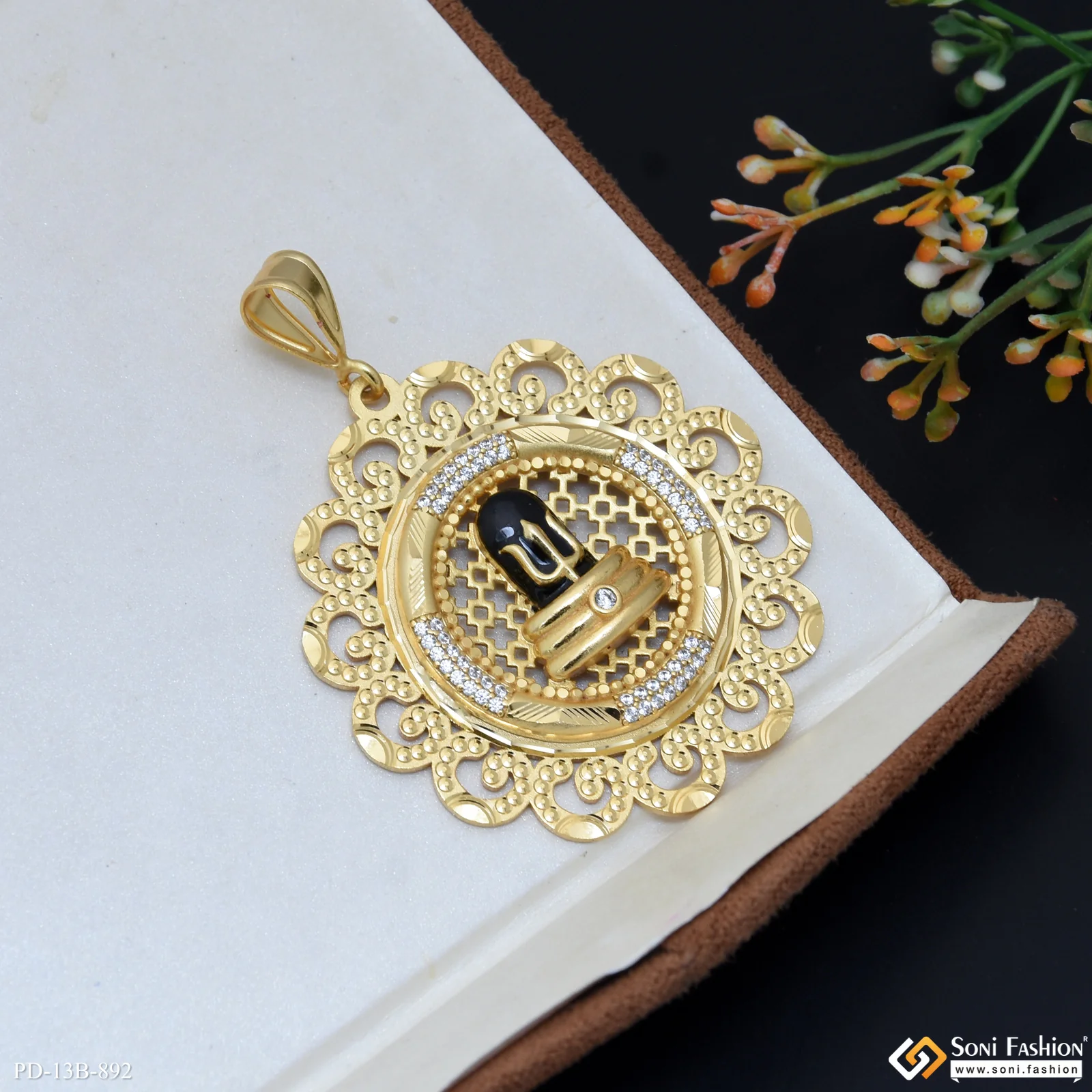 Shivling with Trishul Popular Design Gold Plated Pendant for Men - Style B892 - Image 4