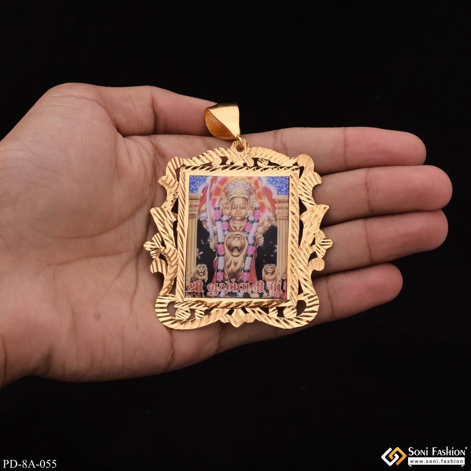 Shree Butbhavani Maa Handmade Photo Gold Plated Pendant For Men - Style A055