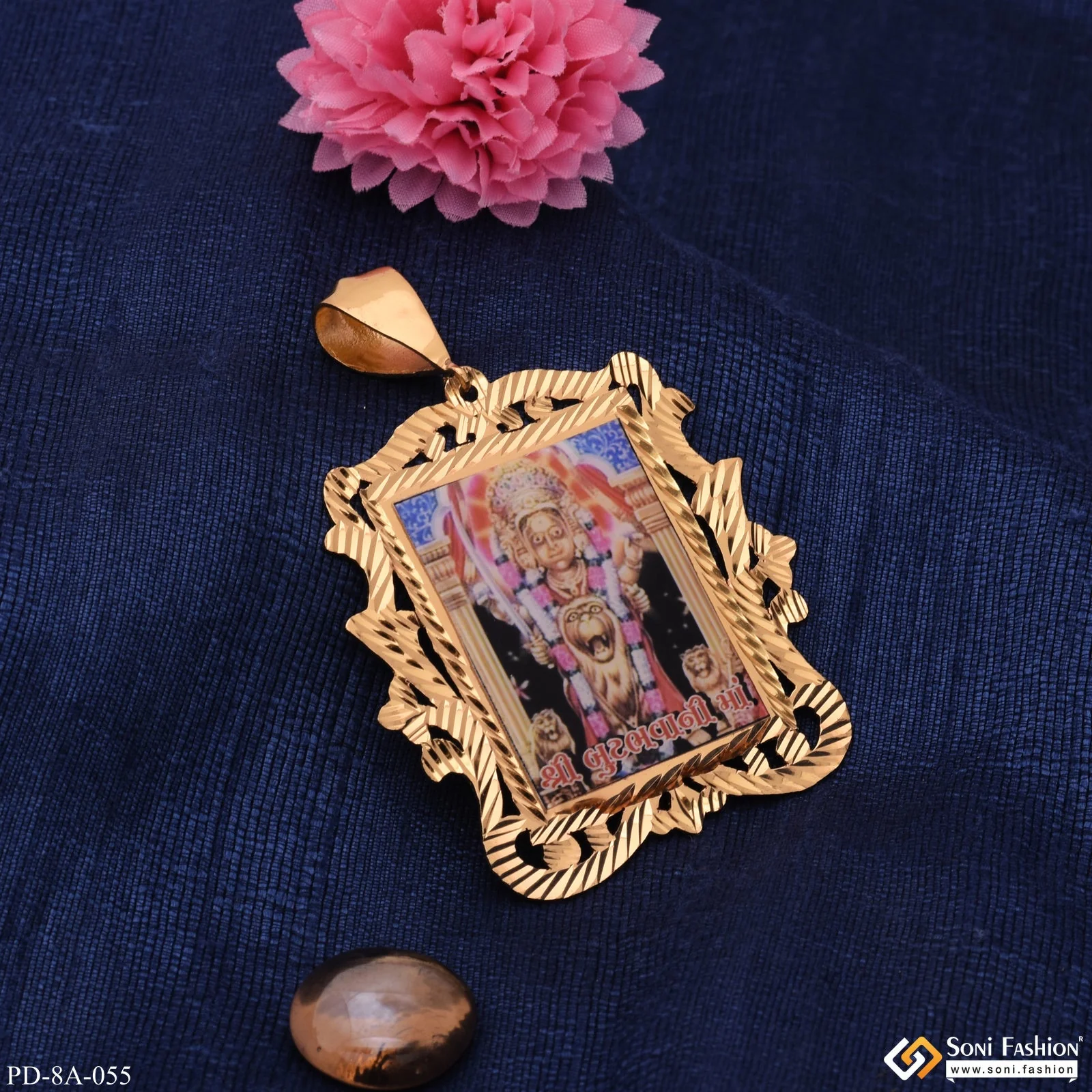 Shree Butbhavani Maa Handmade Photo Gold Plated Pendant For Men - Style A055 - Image 3