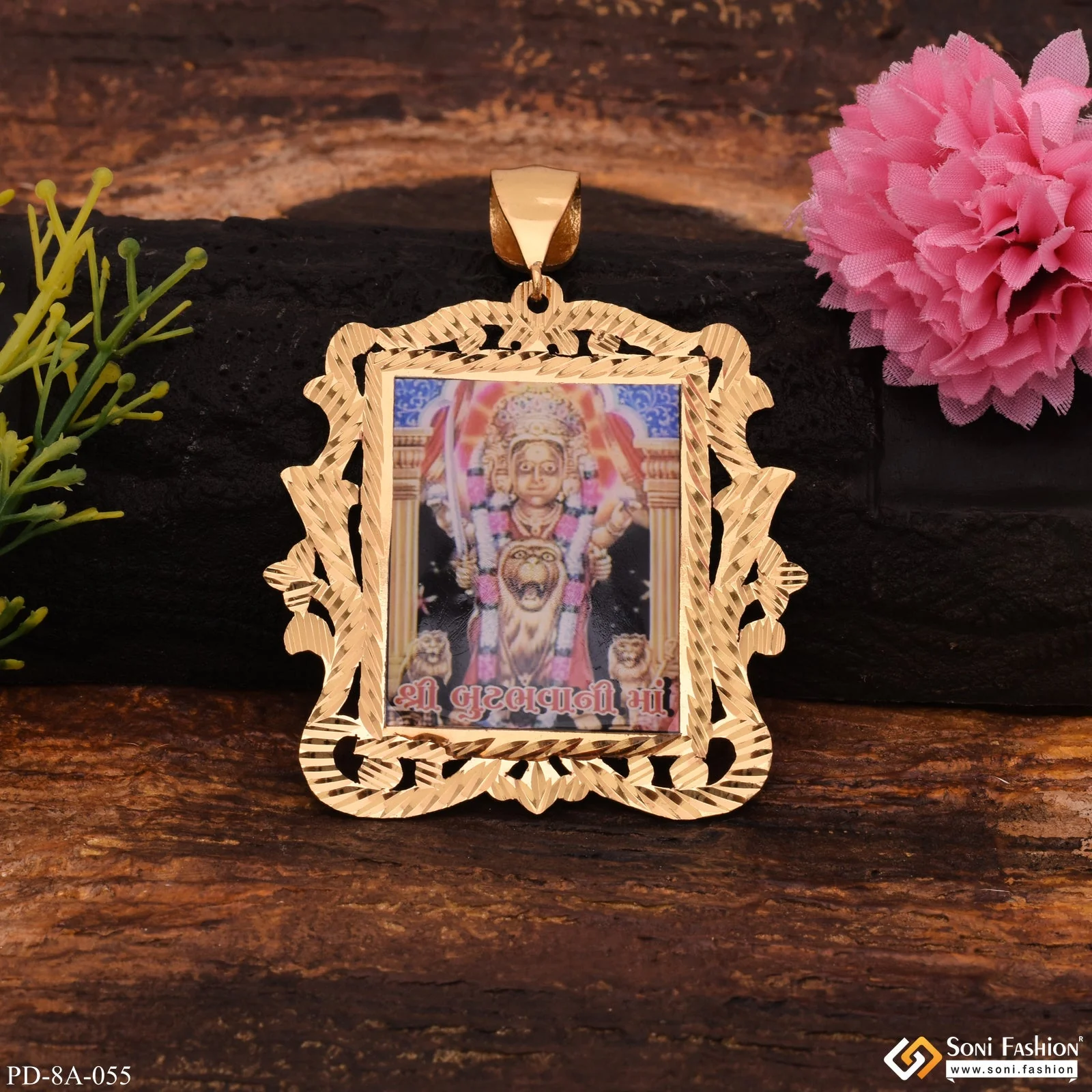 Shree Butbhavani Maa Handmade Photo Gold Plated Pendant For Men - Style A055 - Image 4