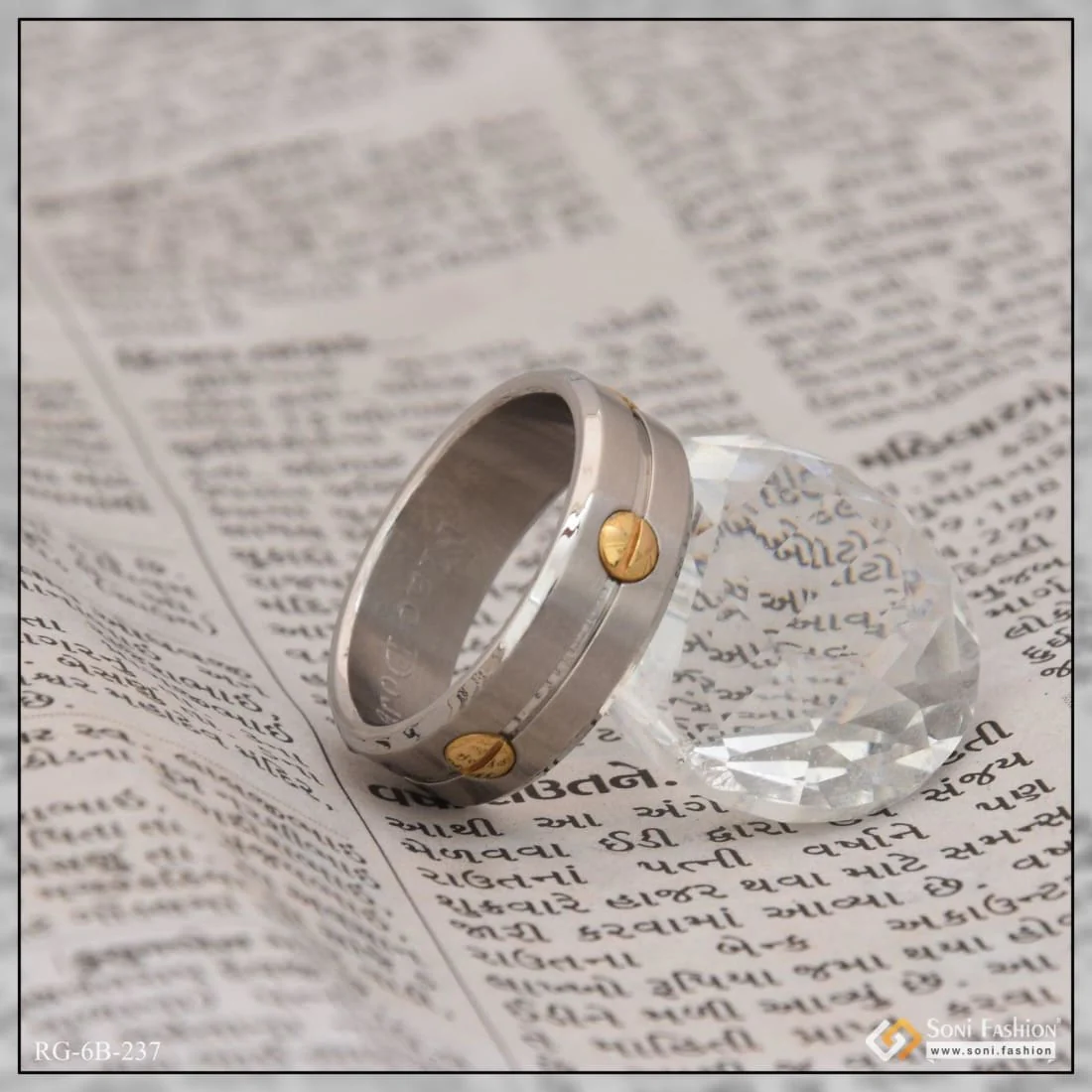 Silver & Gold Brilliant Design Premium-grade Quality Ring For Men - Style B237 - Image 6
