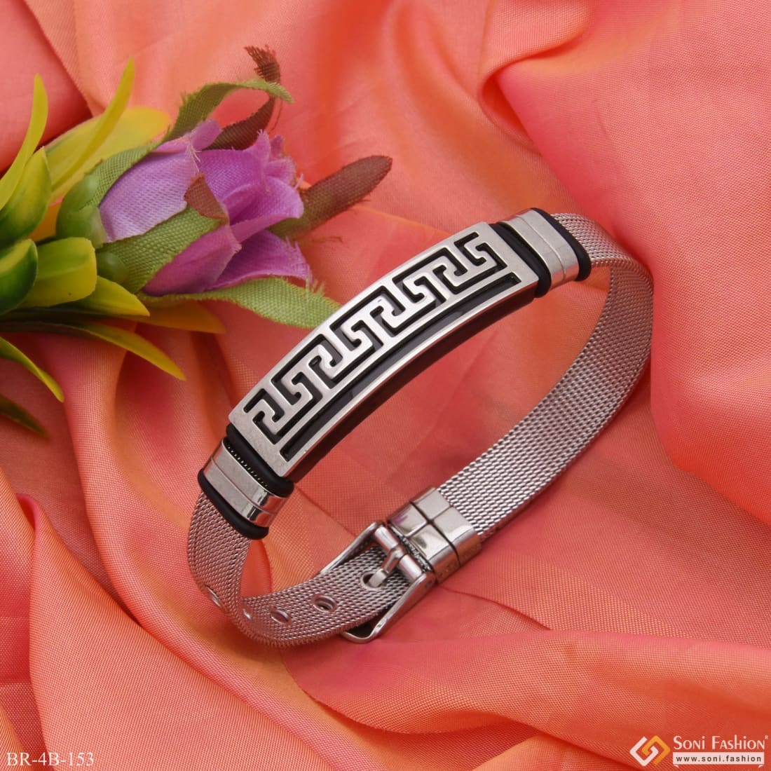 Silver Unique Design Premium-Grade Quality Bracelet for Men - Style B153 - Image 2
