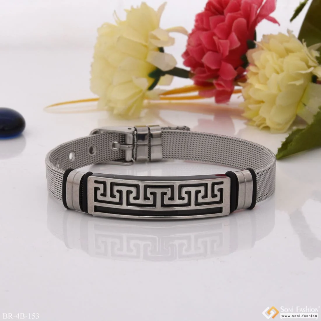 Silver Unique Design Premium-Grade Quality Bracelet for Men - Style B153 - Image 4
