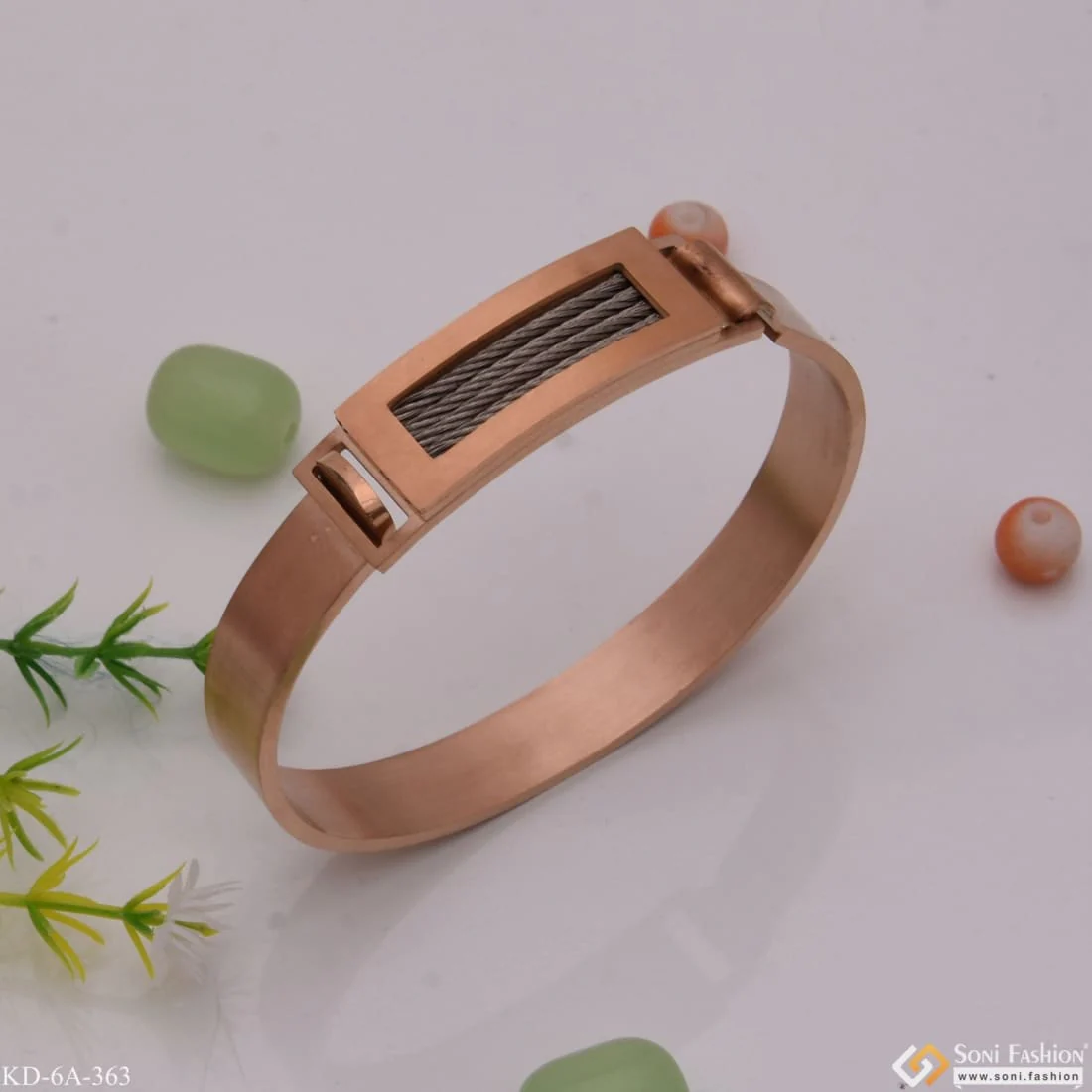 Silver Wire Charming Design Premium-grade Quality Rose Gold Kada - Style A363 - Image 3