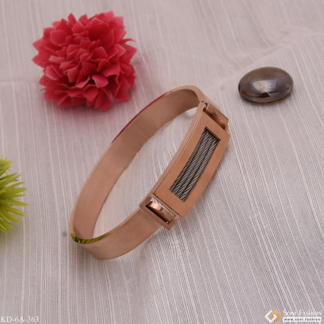 Silver Wire Charming Design Premium-grade Quality Rose Gold Kada - Style A363 - Image 4