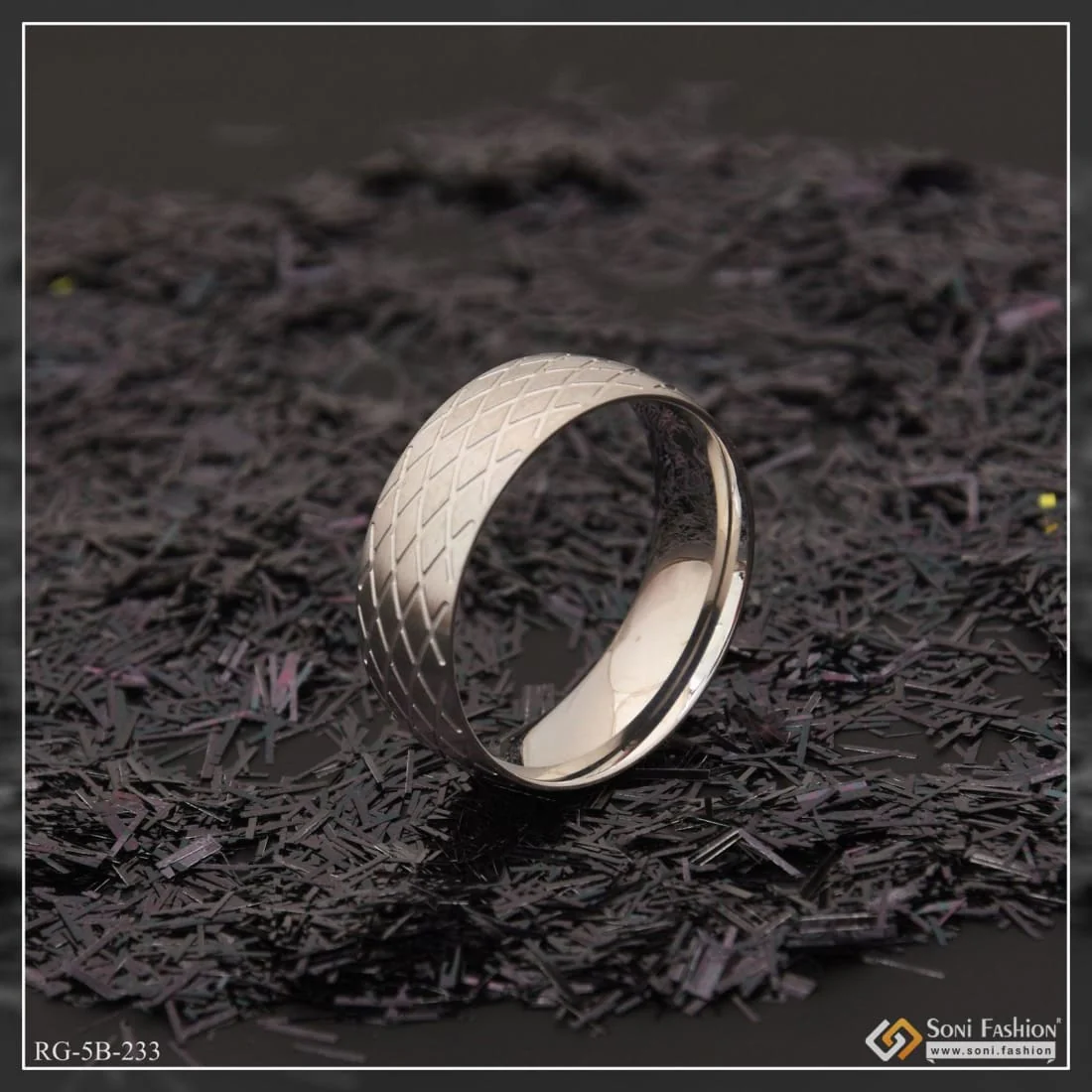 Siver Eye-Catching Design Etched Design High-Quality Ring for Men - Style B233 - Image 2