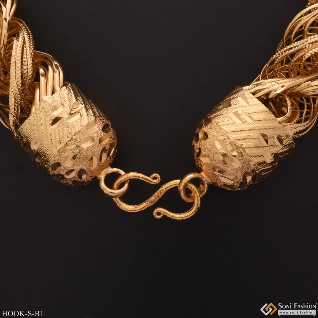 Big Size - S Hook for Chain - Gold Plated - Design B1 - Image 3