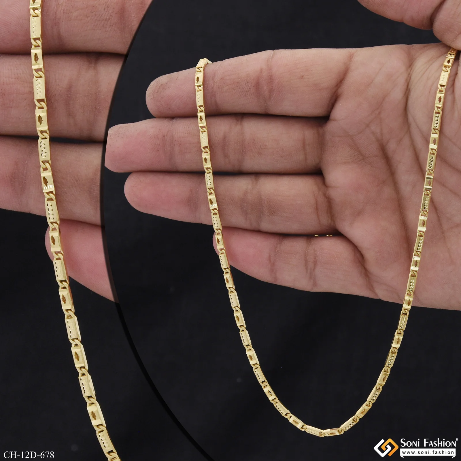 Slim Design Gold Plated Nawabi Chain for Men - Style D678 - Image 2