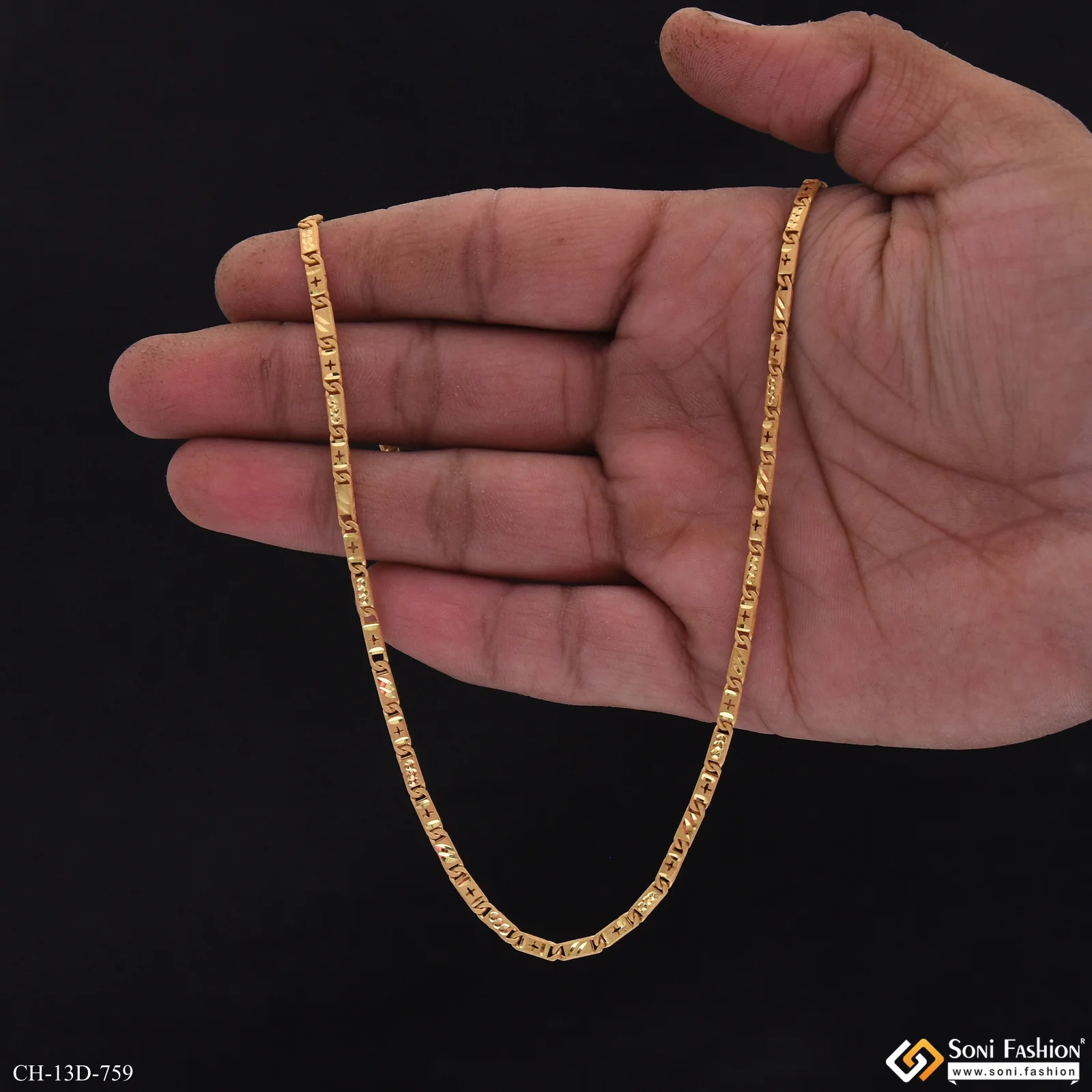 Slim Design Gold Plated Nawabi Chain for Men - Style D759 - Image 2