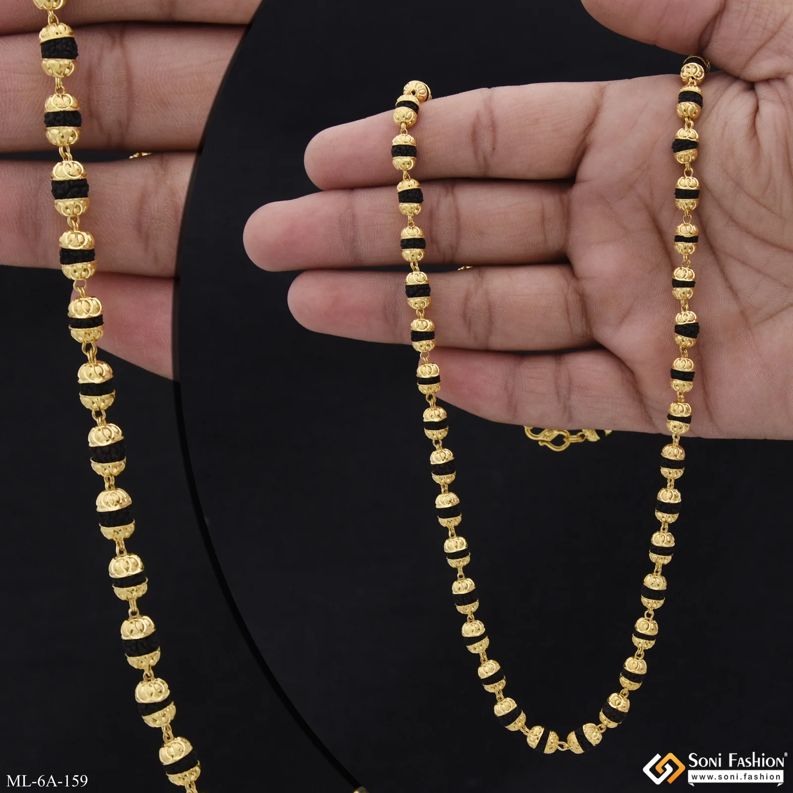Small Size Stylish Design Best Quality Gold Plated Rudraksha Mala - Style A159 - Image 3