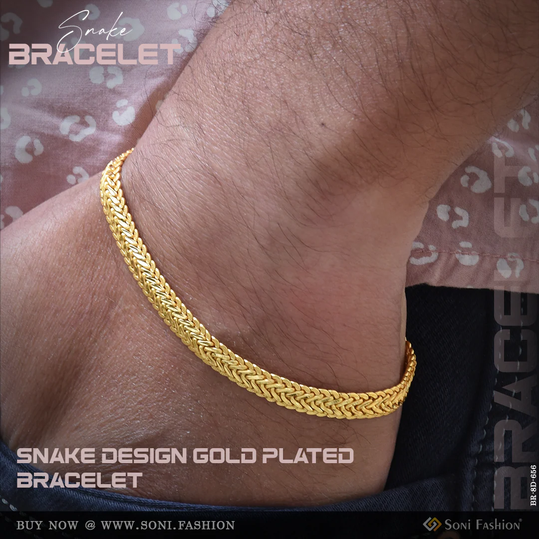 Snake Design Gold Plated Bracelet for Men - Style D656