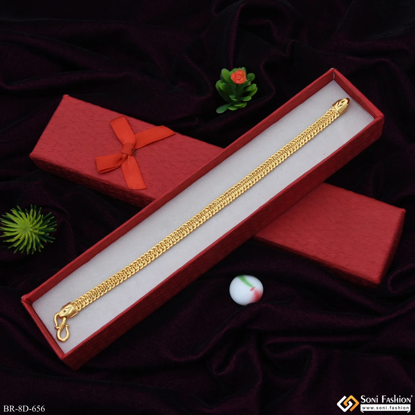 Snake Design Gold Plated Bracelet for Men - Style D656 - Image 2
