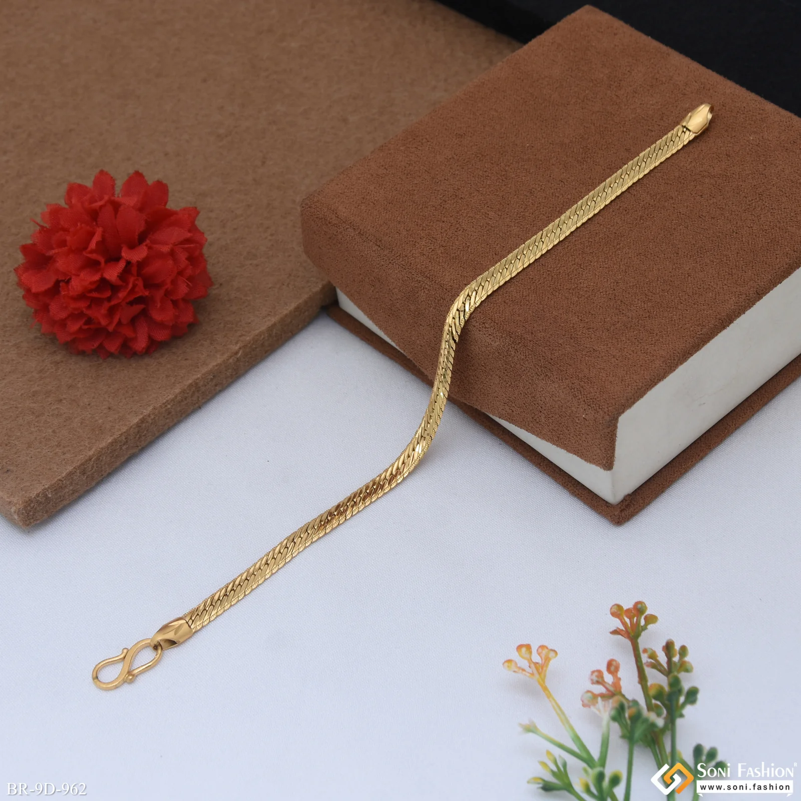 Snake Scale Design Gold Plated Bracelet for Men - Style D962 - Image 3