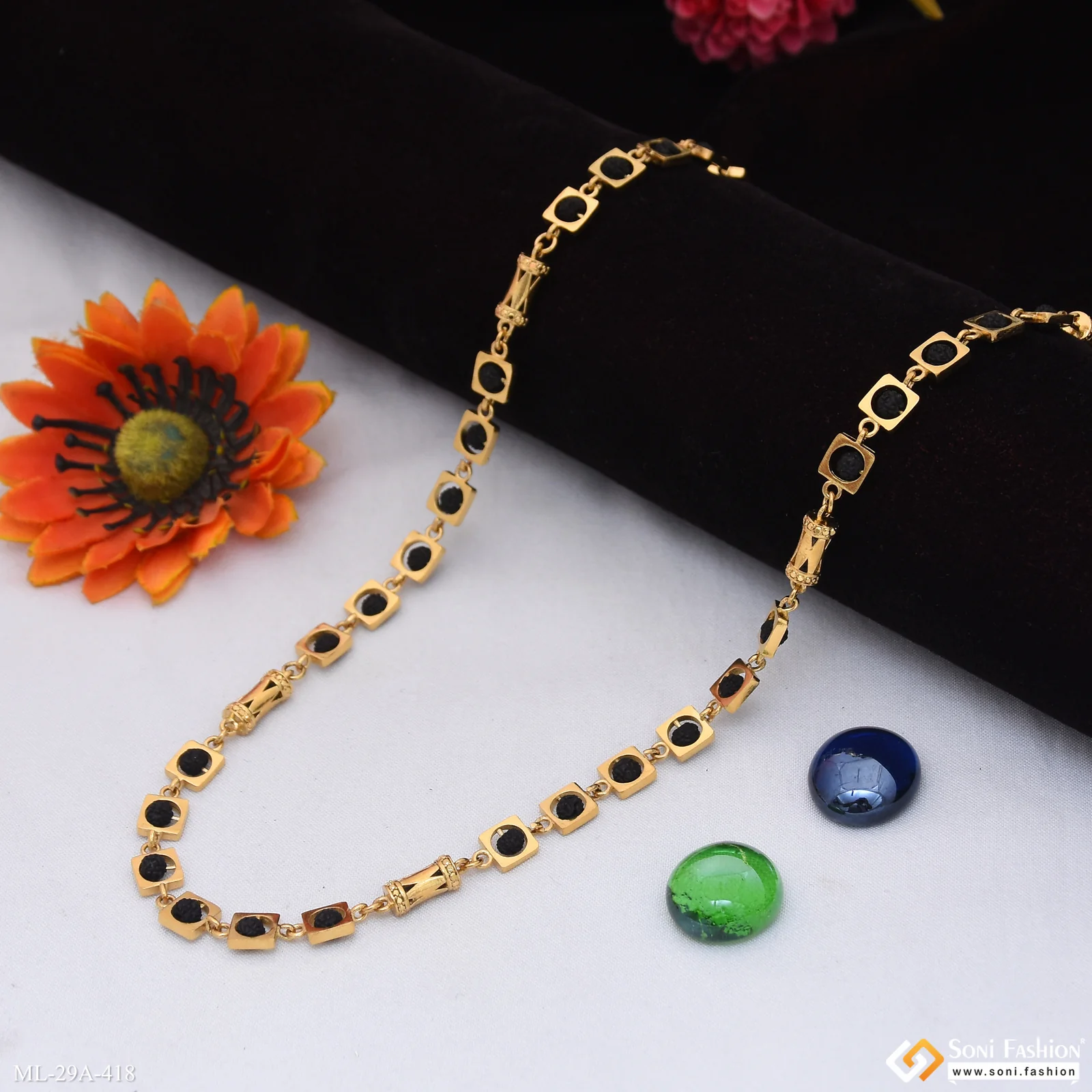 Sophisticated Design 18k Gold Plated Rudraksha Mala for Men - Style A418 - Image 3