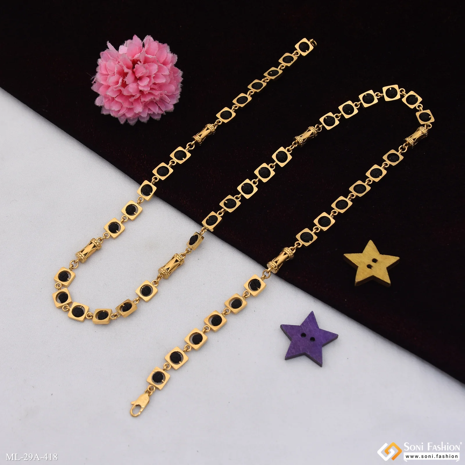 Sophisticated Design 18k Gold Plated Rudraksha Mala for Men - Style A418 - Image 5