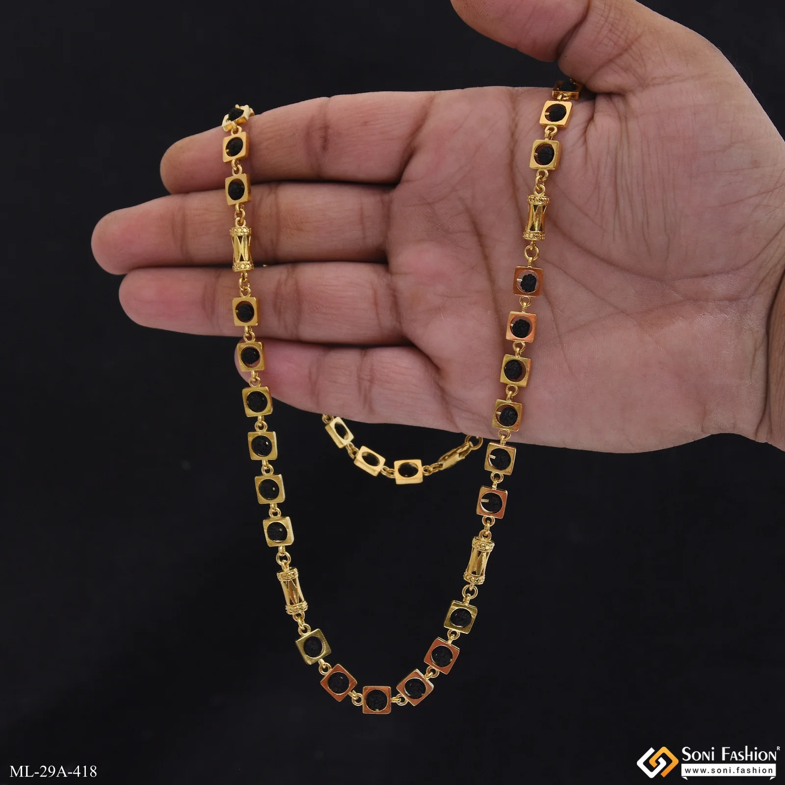 Sophisticated Design 18k Gold Plated Rudraksha Mala for Men - Style A418 - Image 6