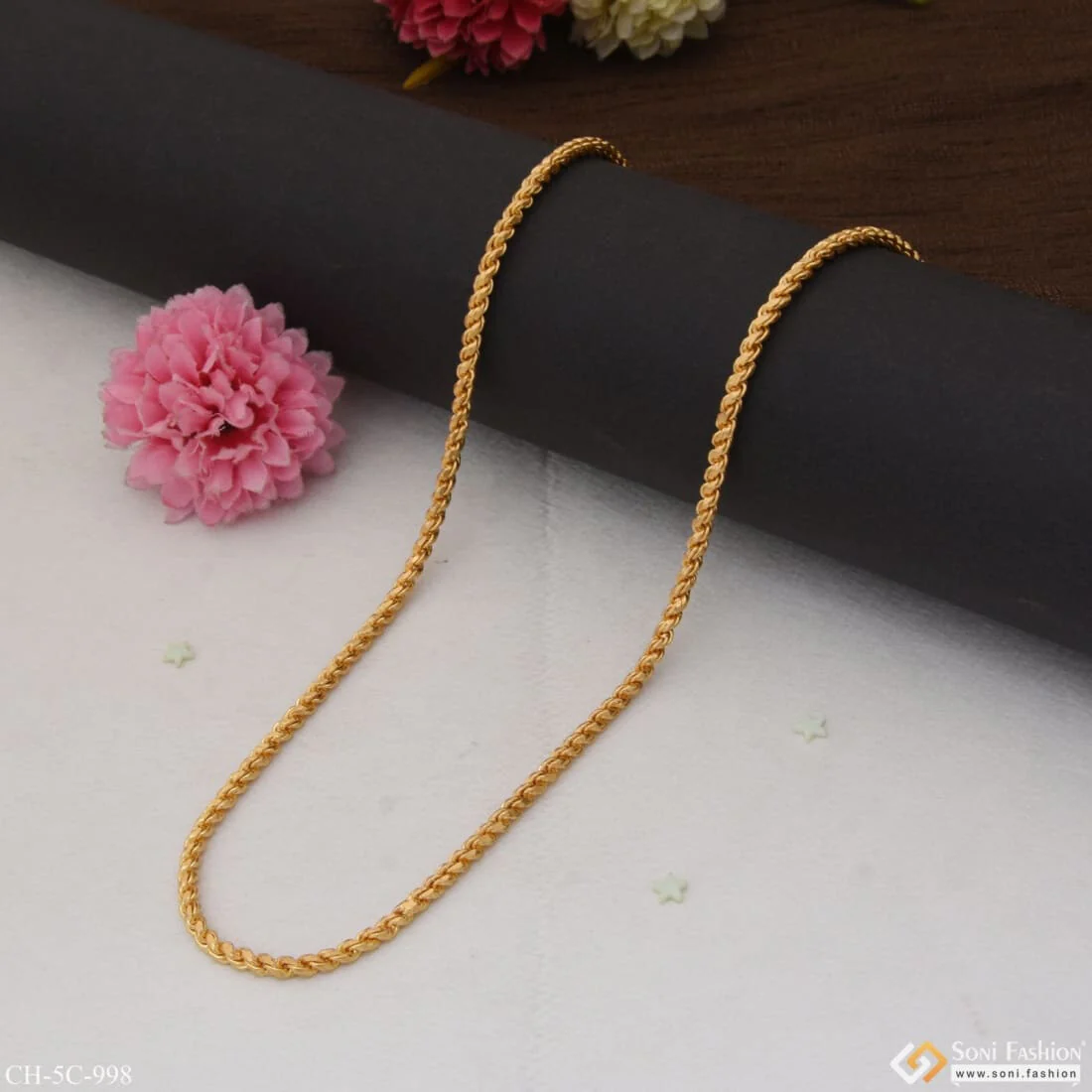 Sophisticated Design Finely Detailed Design Gold Plated Chain For Men - Style C998 - Image 4