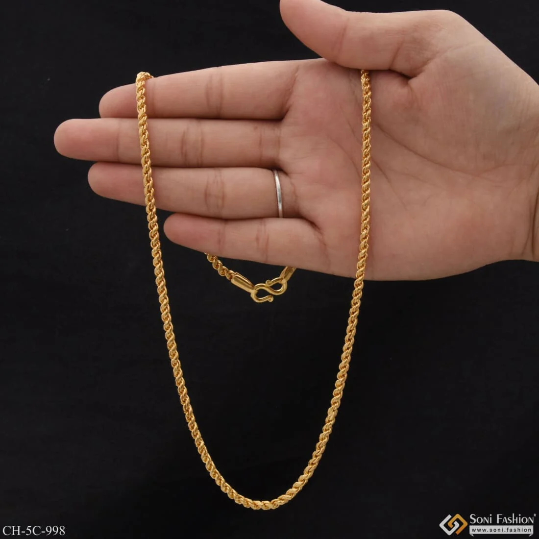 Sophisticated Design Finely Detailed Design Gold Plated Chain For Men - Style C998 - Image 6