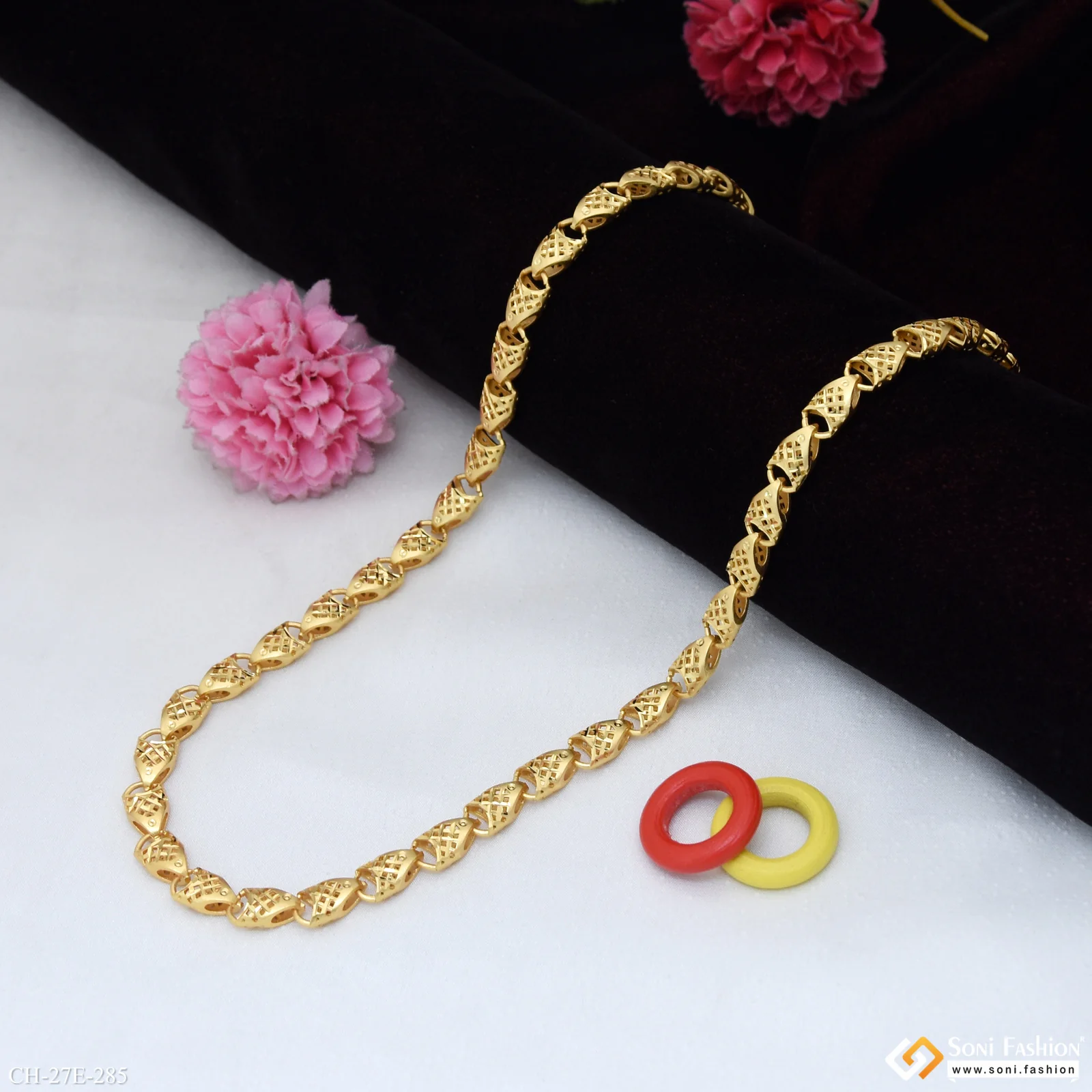Sophisticated Design Gold Plated Chain for Men - Style E285 - Image 3