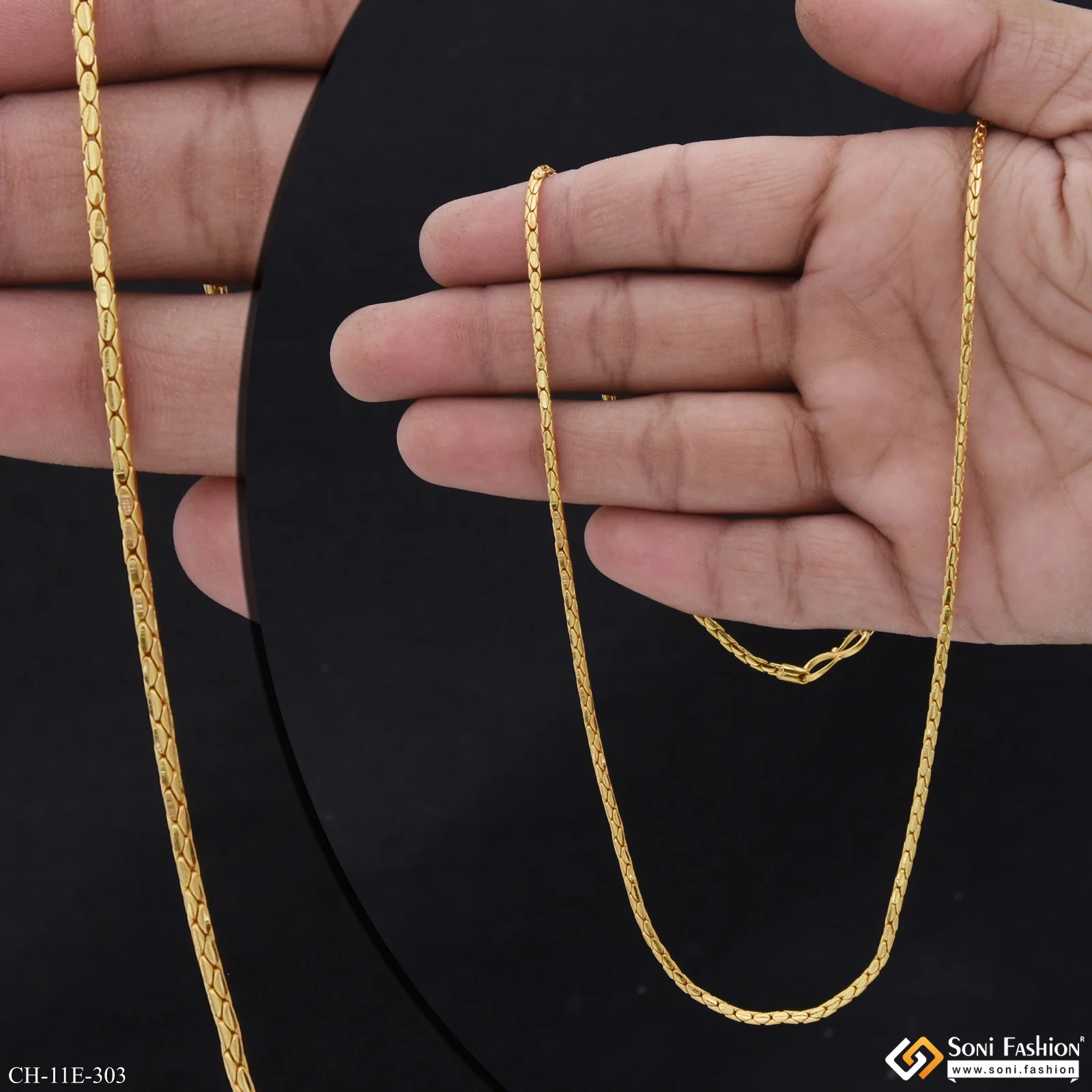Sophisticated Design Gold Plated Chain for Men - Style E303 - Image 2