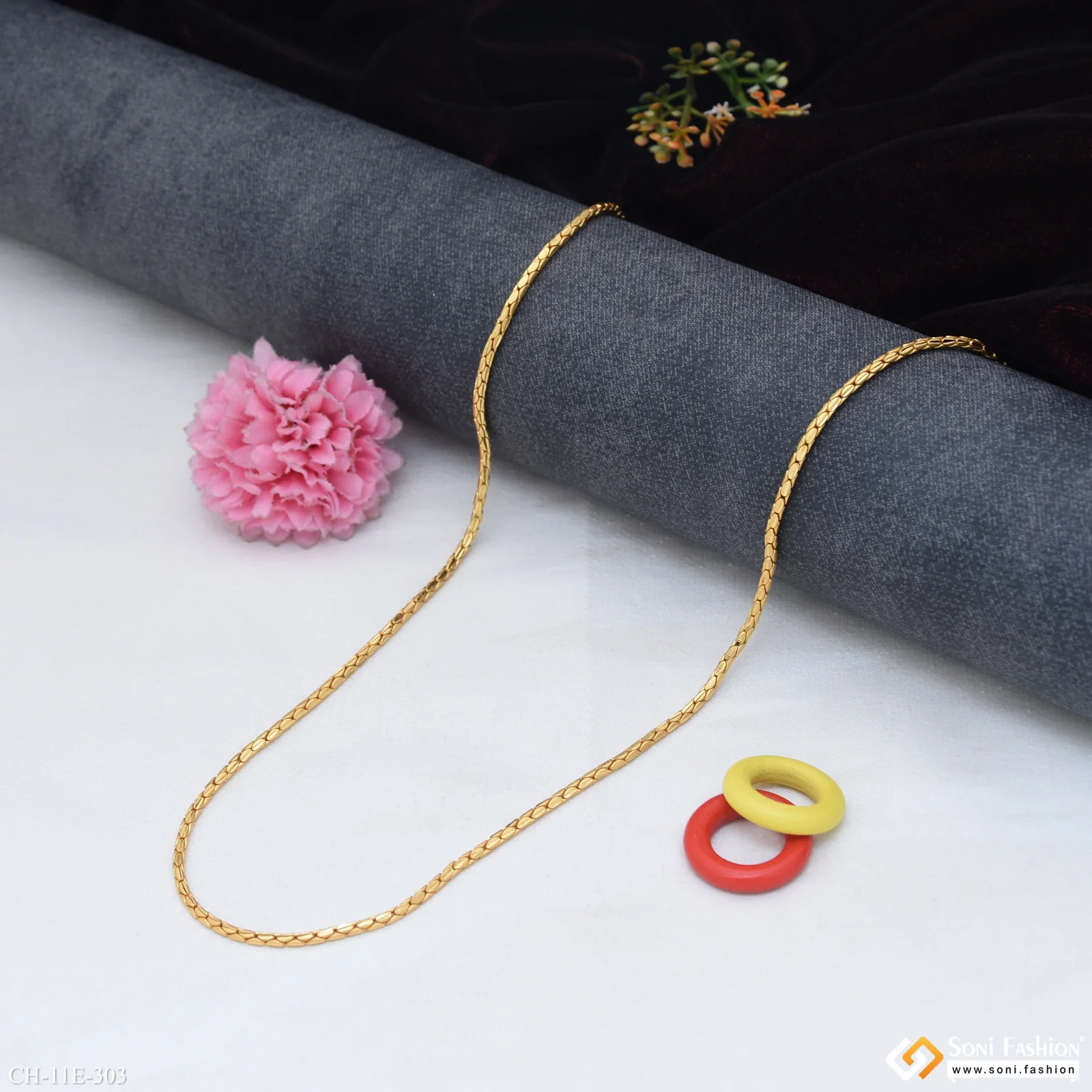 Sophisticated Design Gold Plated Chain for Men - Style E303 - Image 3