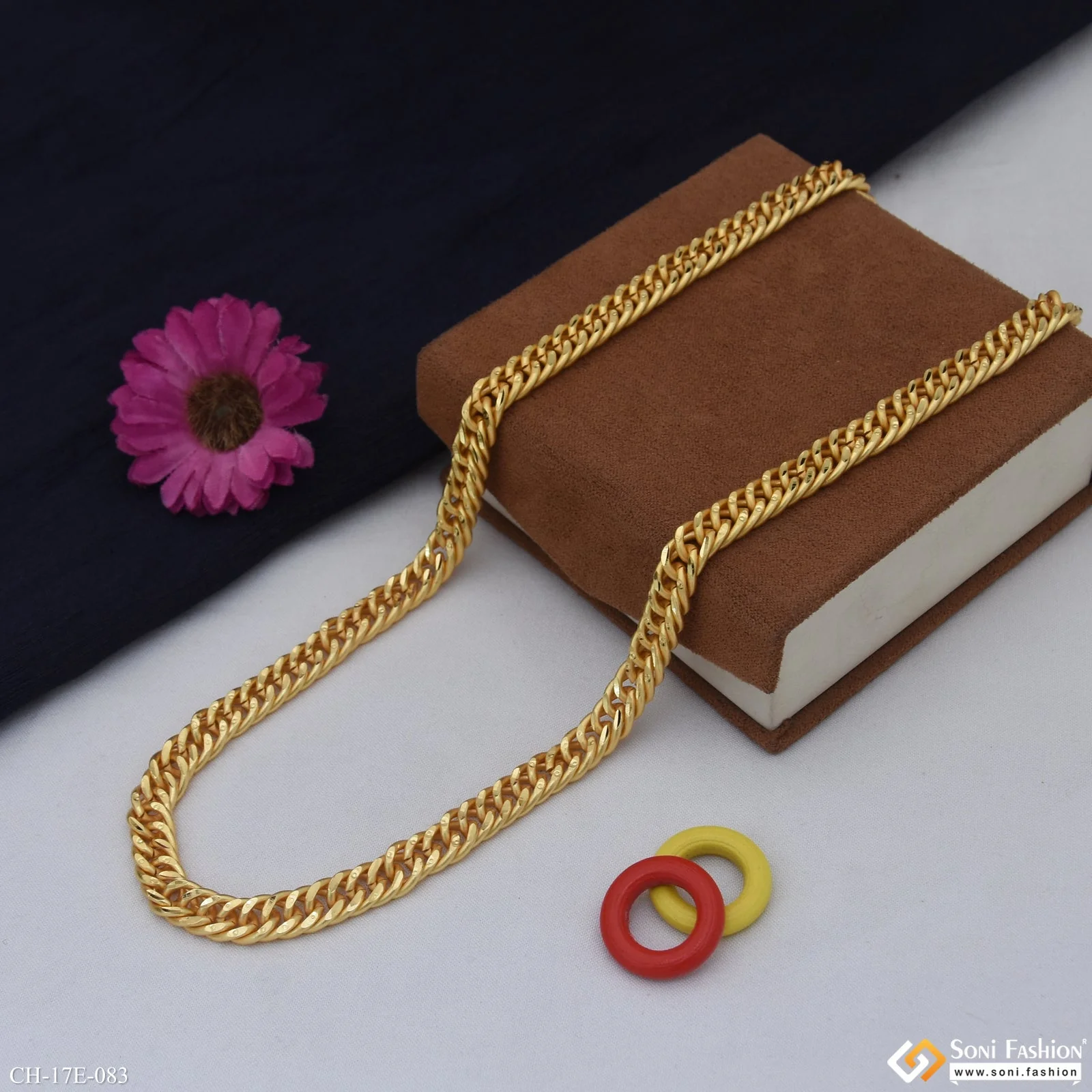 Sophisticated Design Gold Plated Link Chain for Men - Style E083 - Image 3